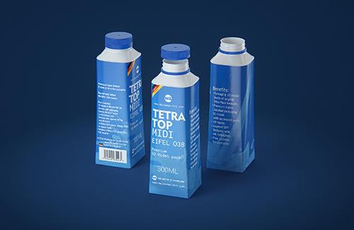 Packaging 3D model of Tetra Top Midi 400ml with tethered cap C38 Pro