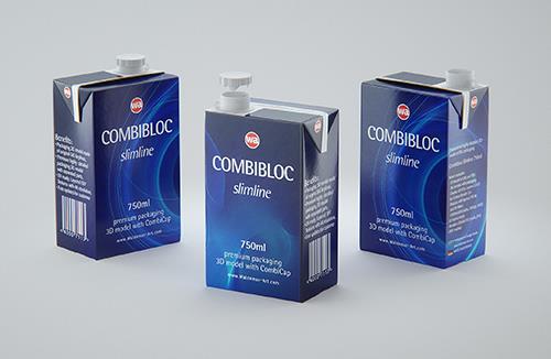 Packaging 3D model of the SIG Combibloc Slimline 750ml with combiCap