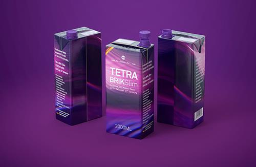 Tetra Pack Brick Slim 2000ml Premium packaging 3D model pak with HeliCap 27 closure
