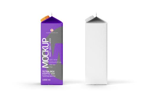 Photoshop Mockup of Tetra Pack Rex 1000ml with TwistCap Side View