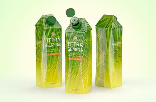 Tetra Pack Gemina Leaf 1000ml with HeliCap 27 packaging 3D model pak