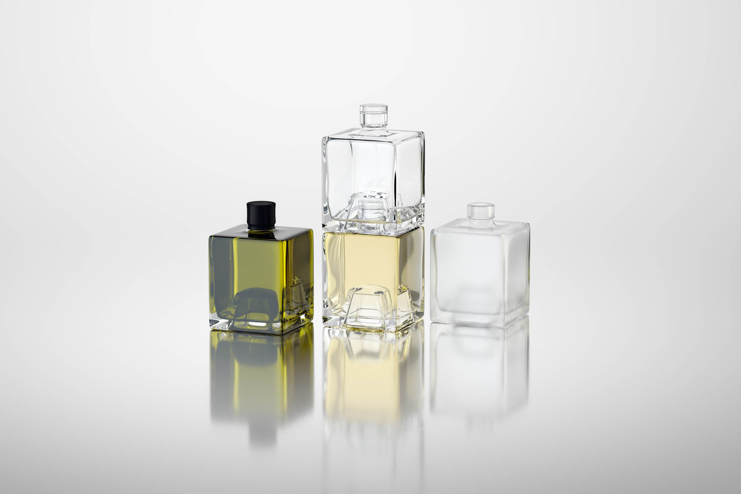 Cubique - packaging 3D model of glass Bottles