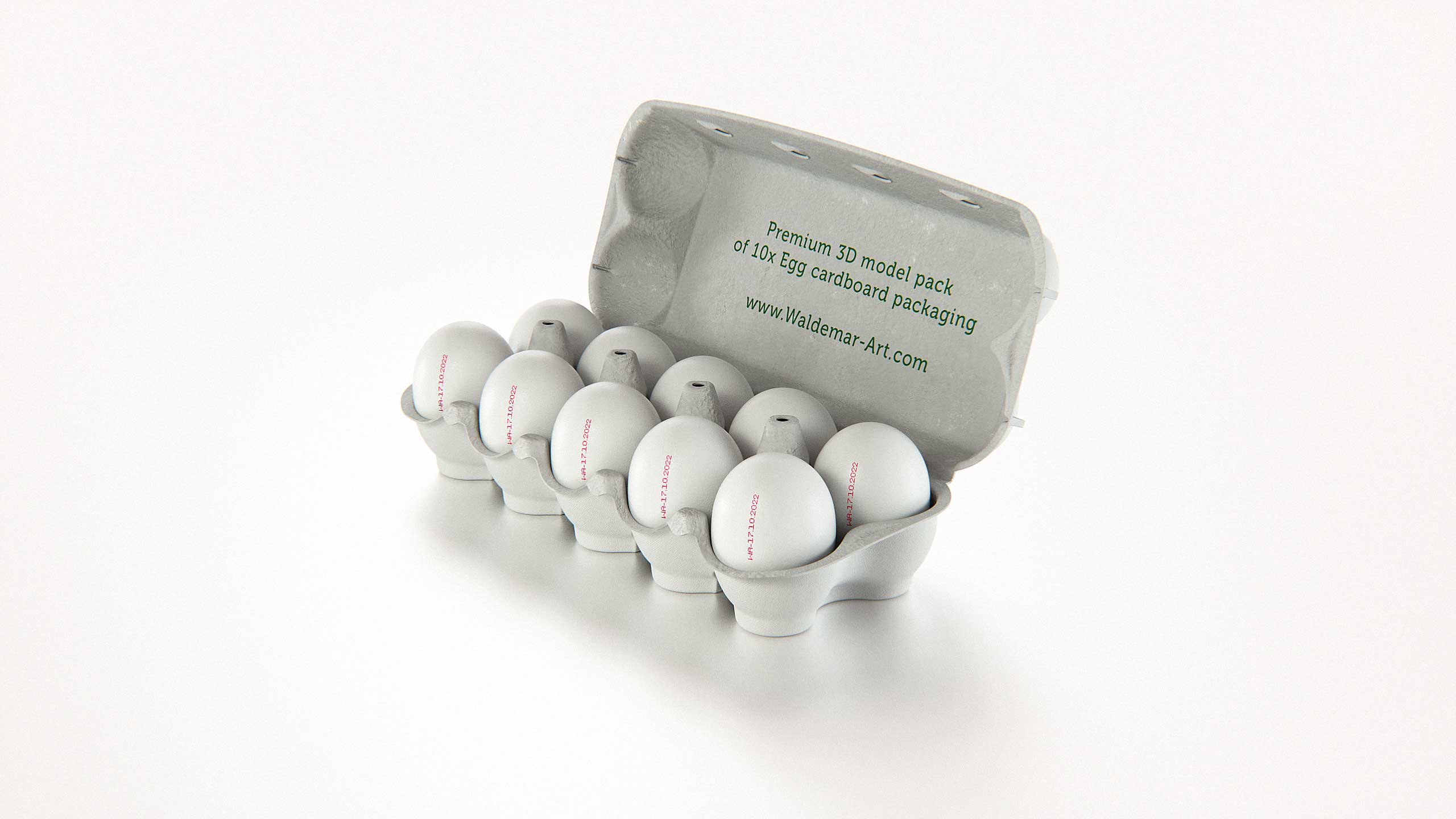 10x Egg Cold Pressed Paper Carton box packaging 3D model pack