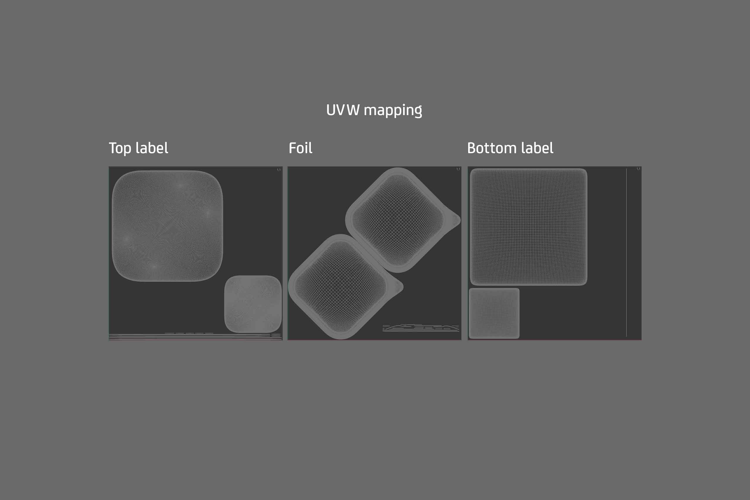 Premium packaging 3D model of a 100g aluminum tray of pet food.