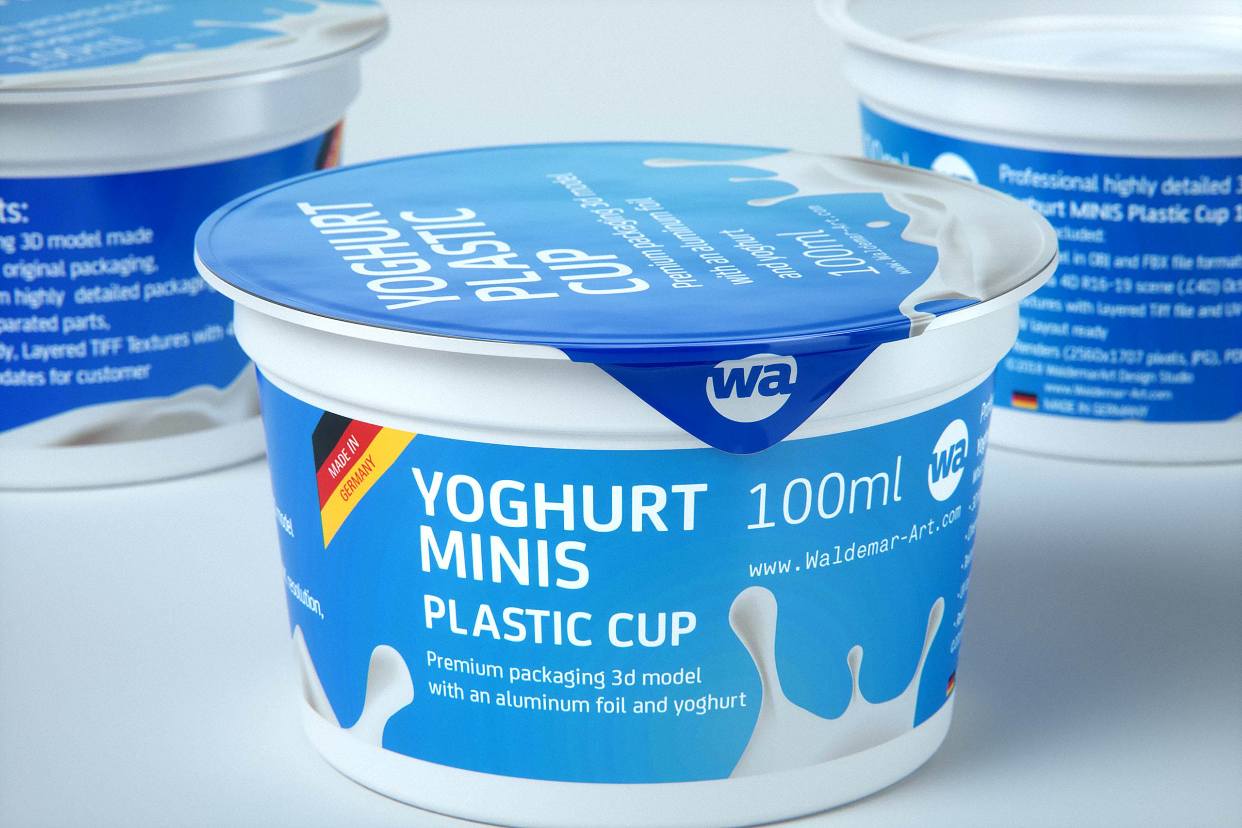 premium 3D model of Yoghurt MINIS 100ml Plastic cup