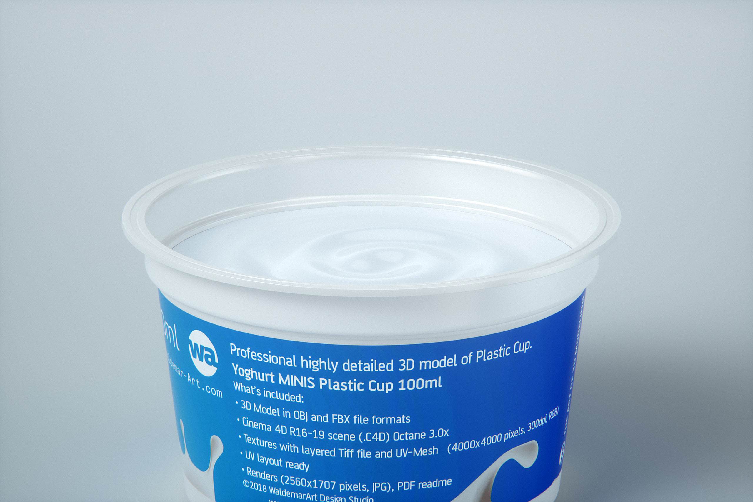 premium 3D model of Yoghurt MINIS 100ml Plastic cup