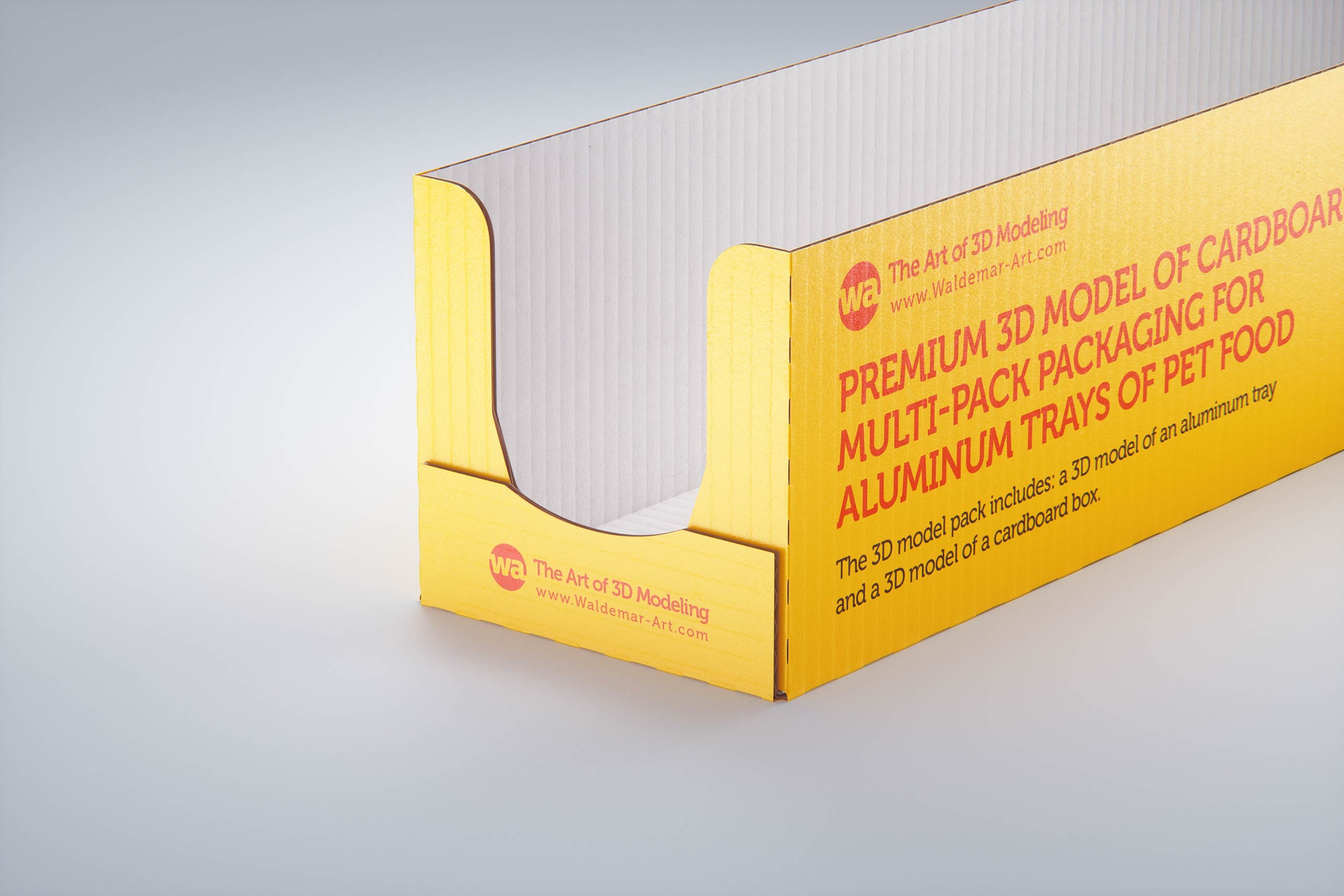 Premium 3D model of cardboard multi-pack packaging for 10x150g aluminum trays of pet food