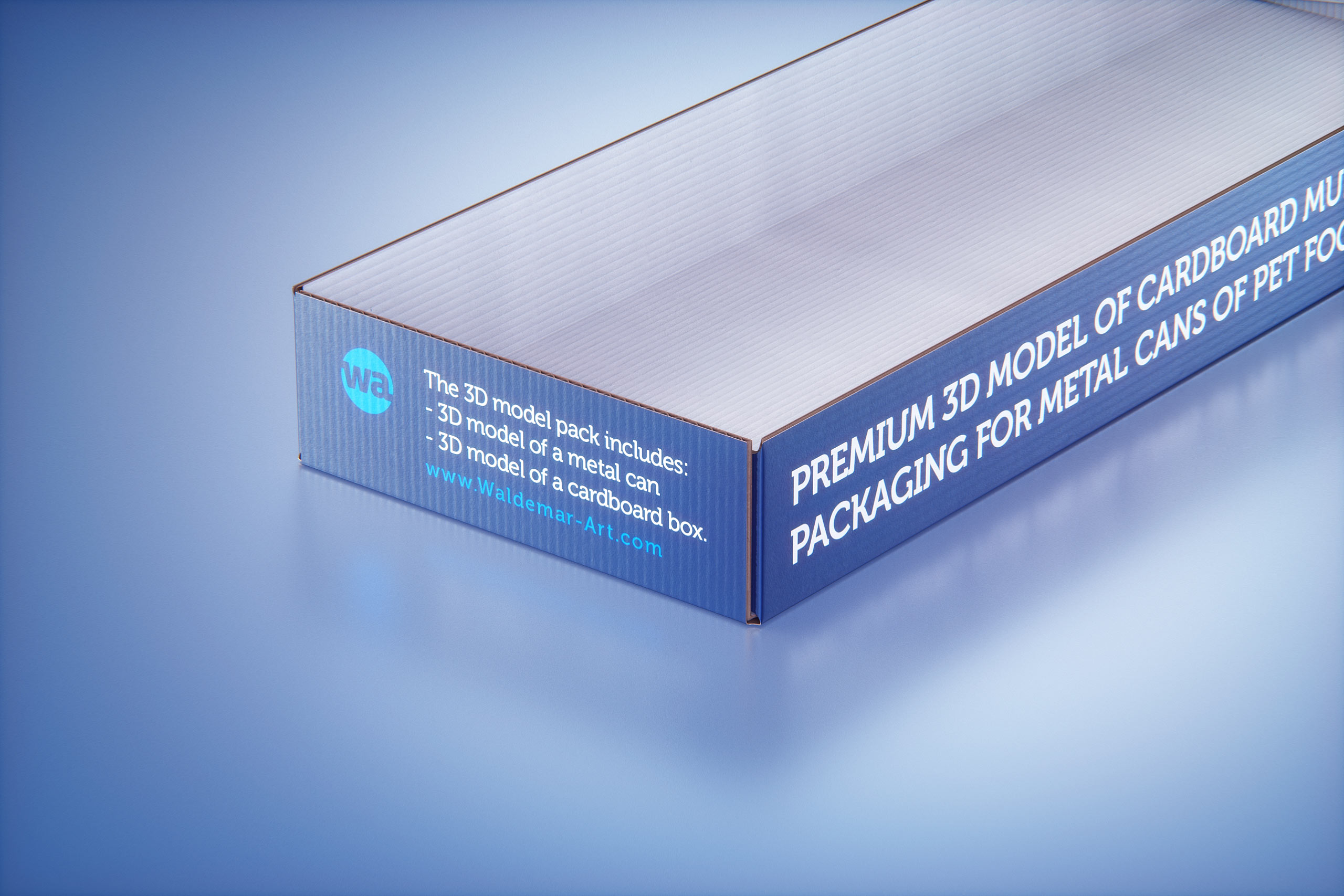Premium 3D model of cardboard multi-pack packaging for 12x400g metal cans of pet food  