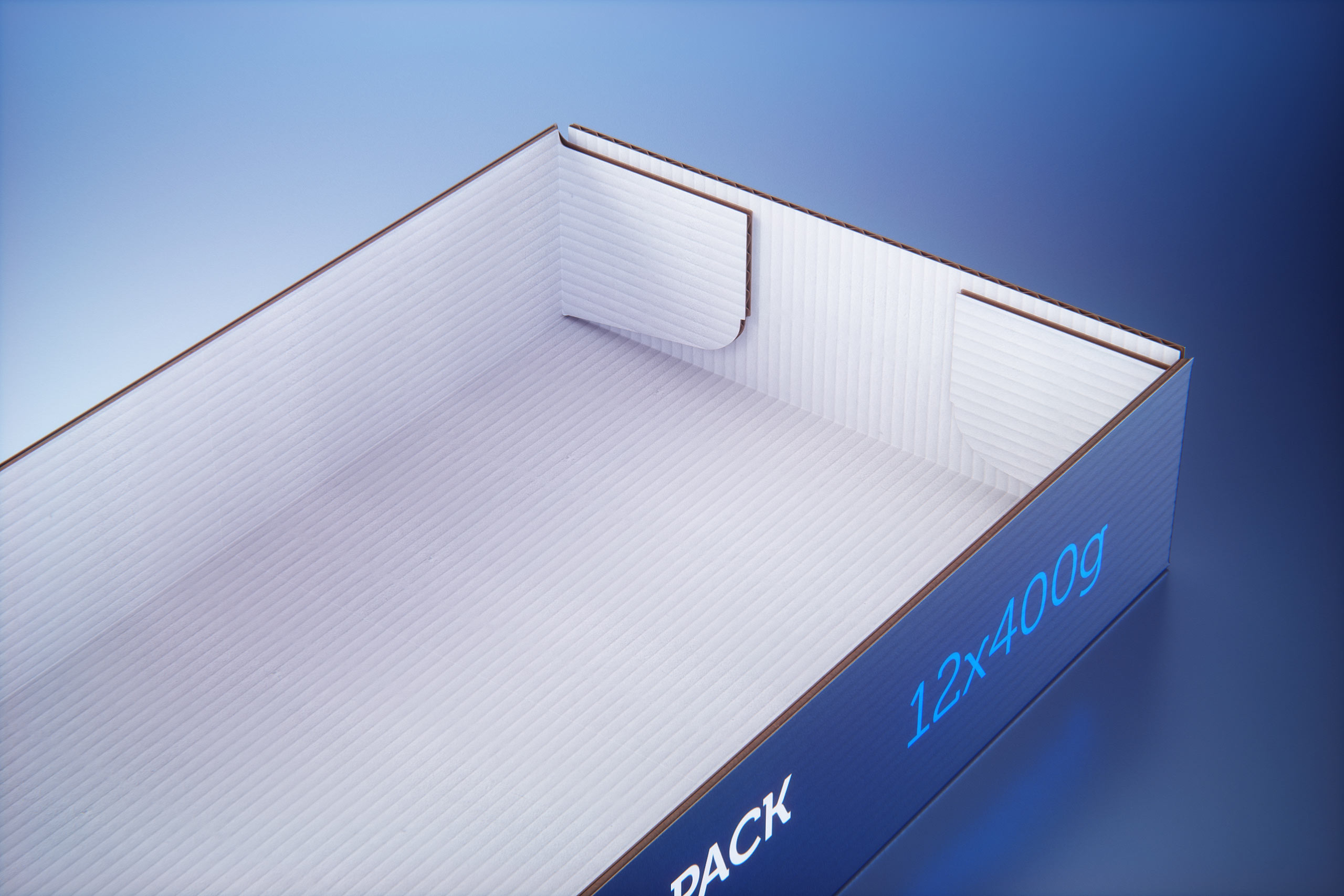 Premium 3D model of cardboard multi-pack packaging for 12x400g metal cans of pet food  