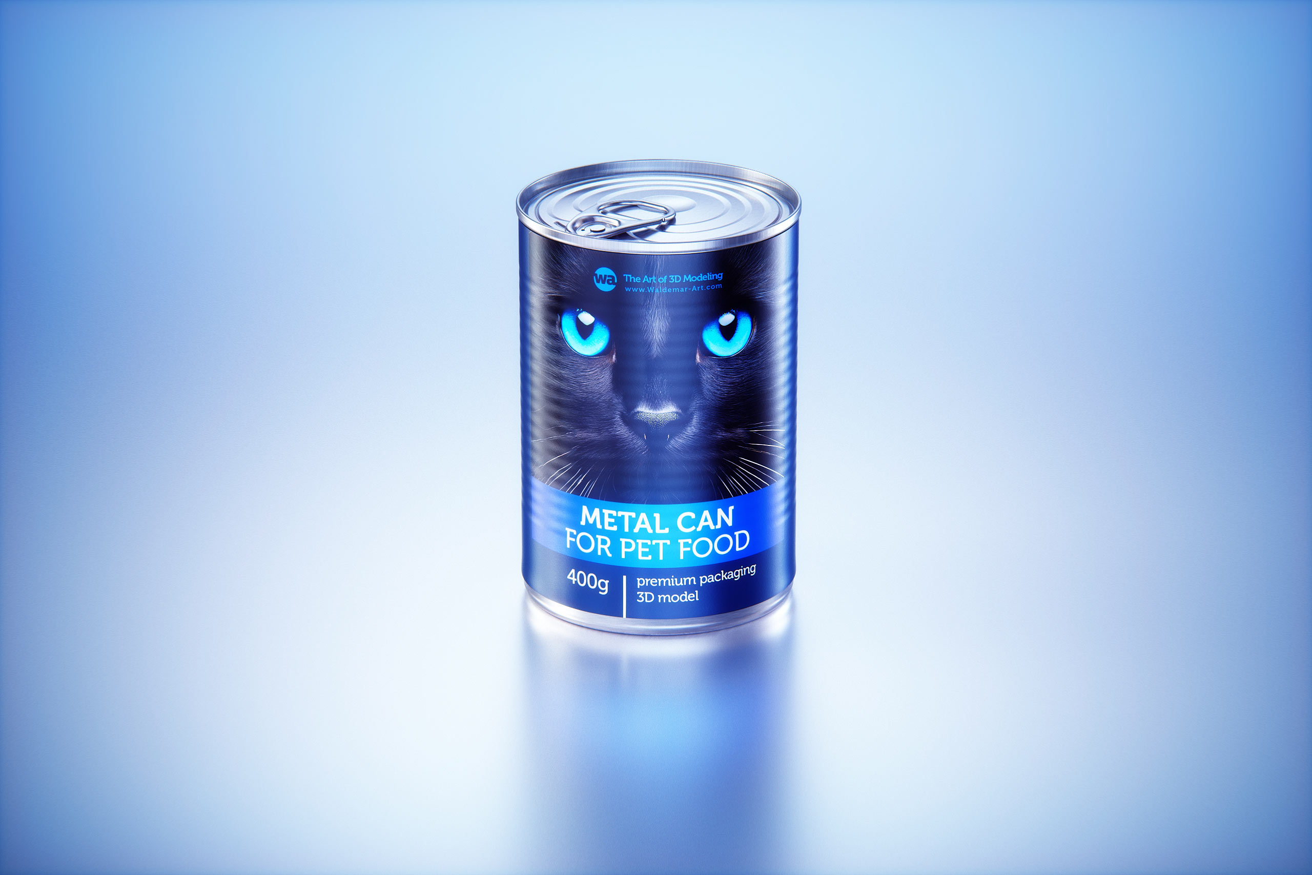 Premium 3D model of cardboard multi-pack packaging for 12x400g metal cans of pet food  