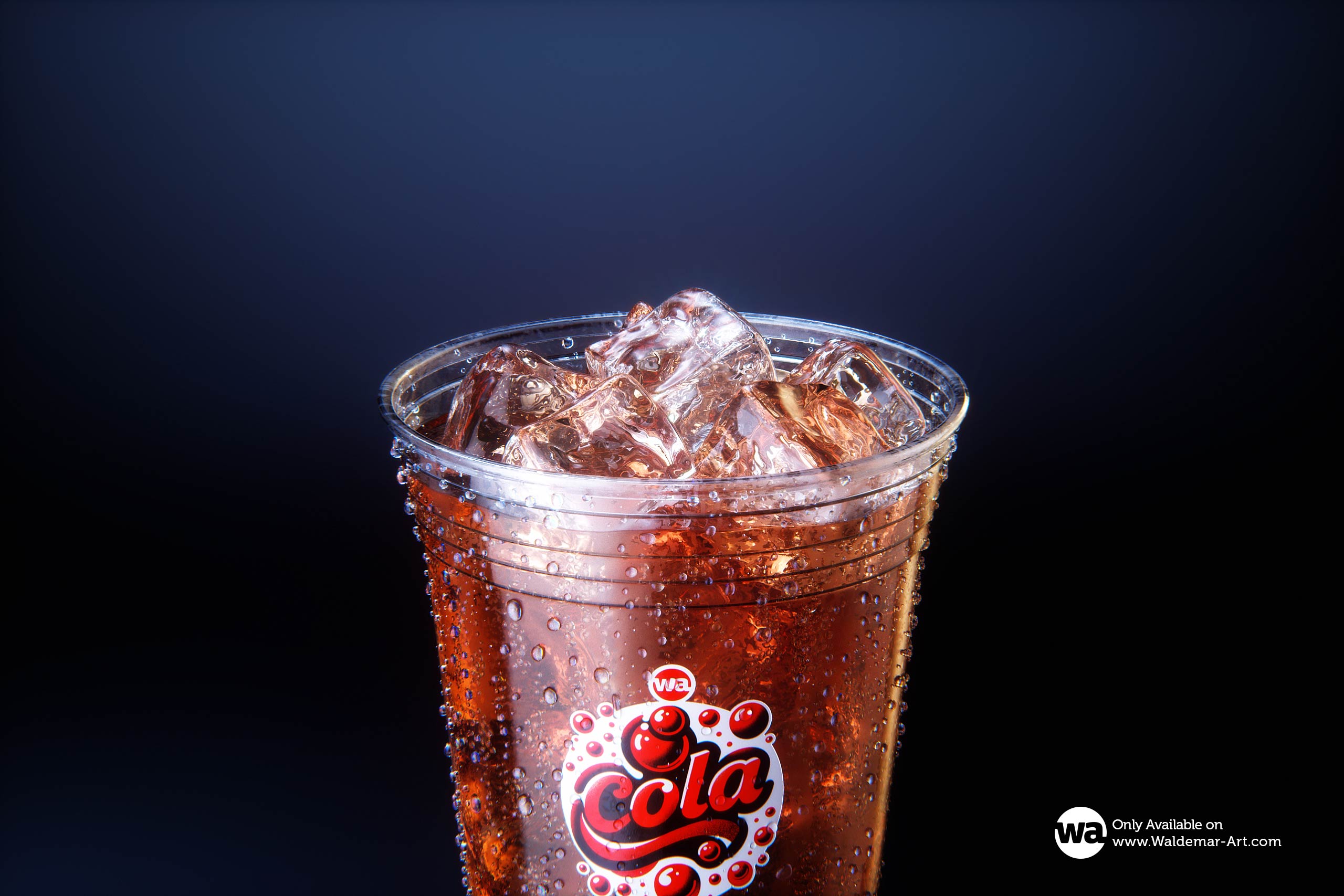 Premium 3D Model of a Cola Plastic Cup 16oz with DOME lid, Filled with Ice Cubes, Covered in Water Condensation, and Containing Bubbles in the Liquid