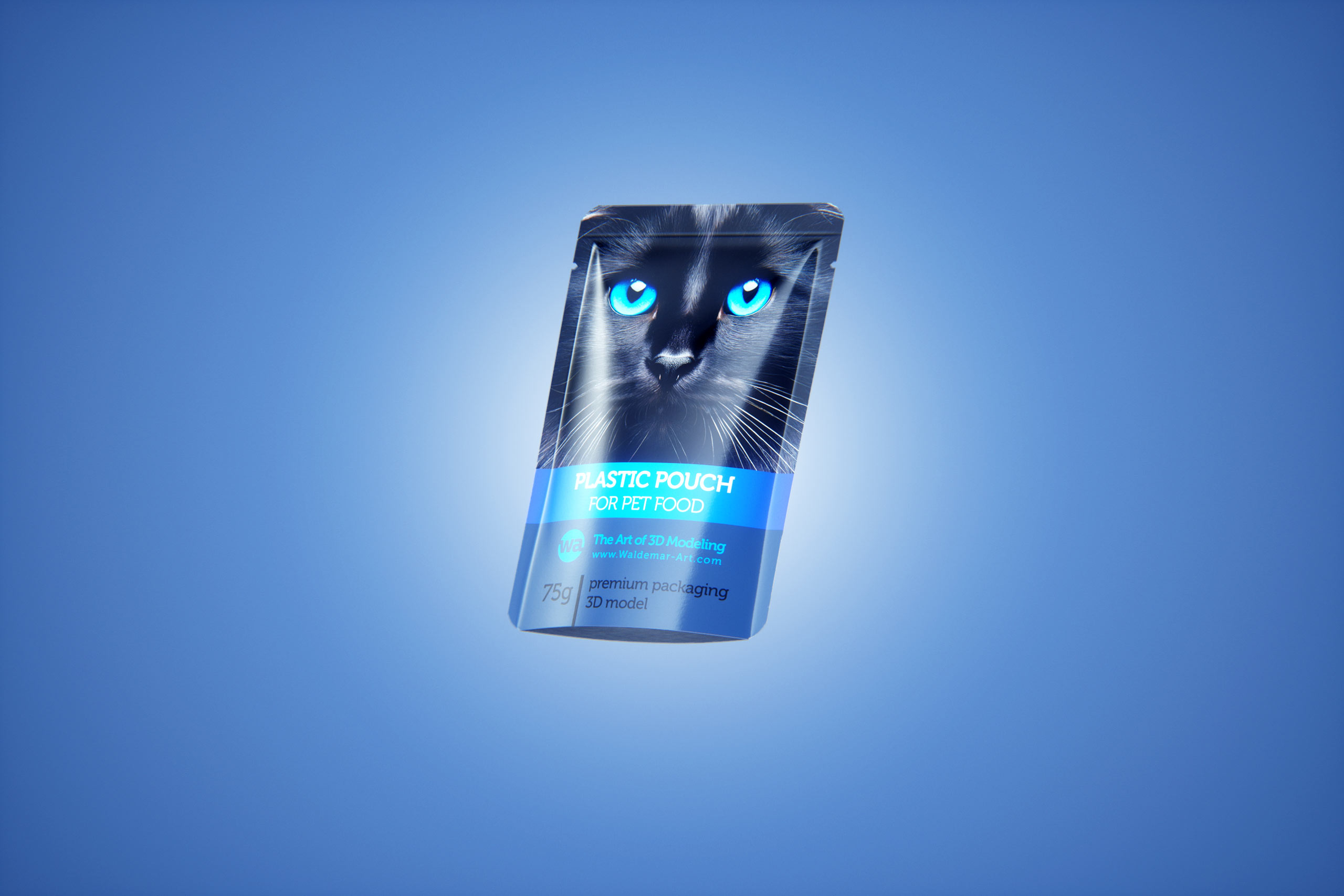Premium 3D model of carton multi-pack packaging for 16x75g plastic pouches of pet food
