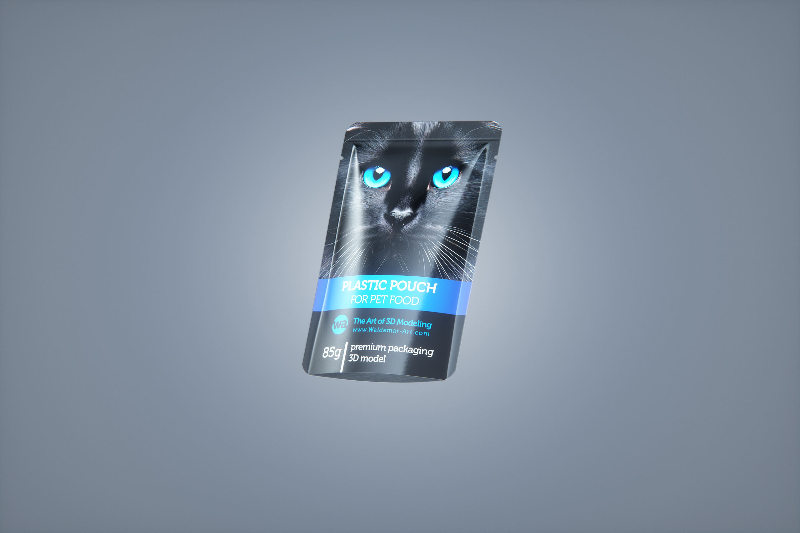 Premium 3D model of carton multi-pack packaging for 16x85g plastic pouches of pet food