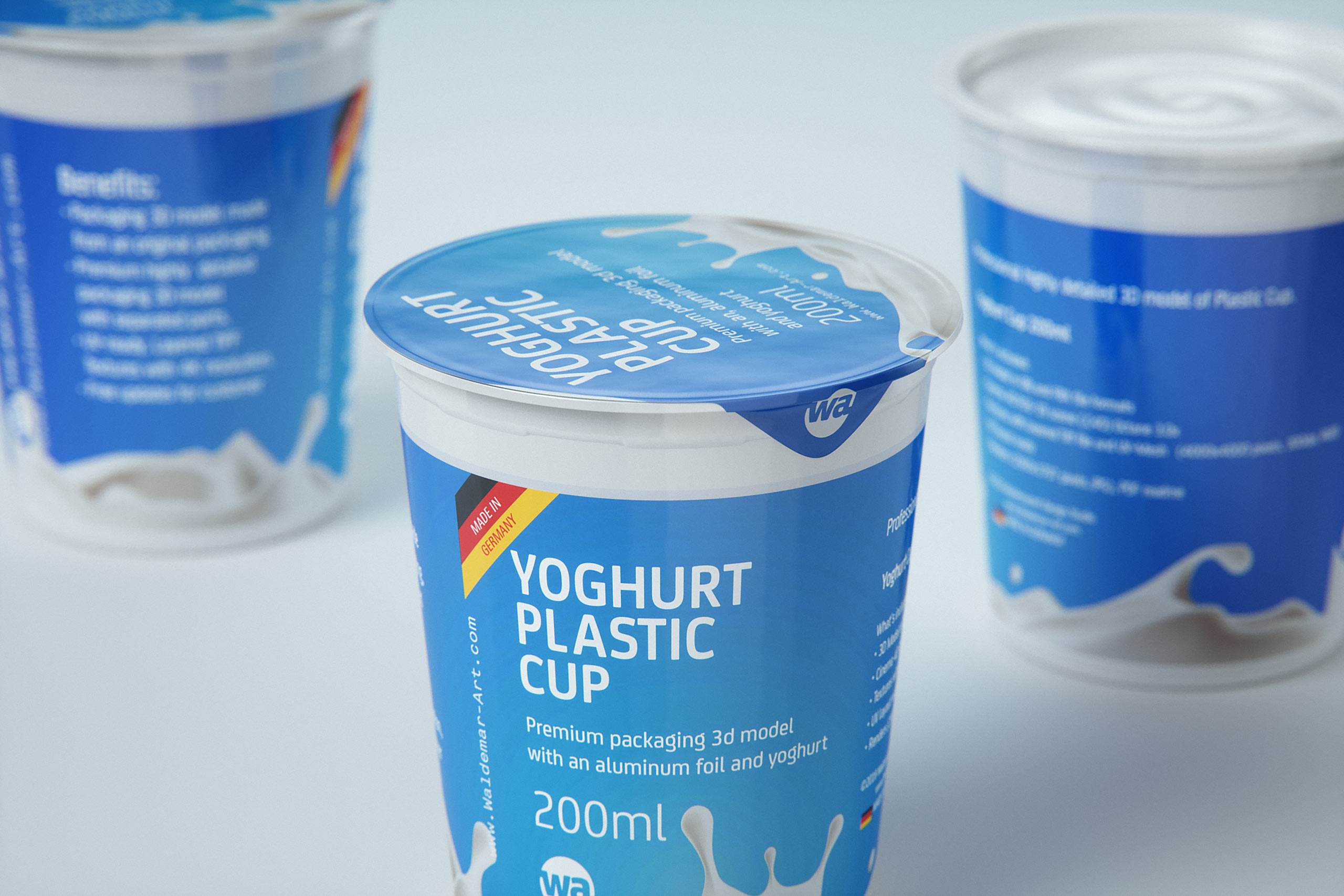 Premium Packaging 3D model of Yoghurt Plastic Cup 200ml