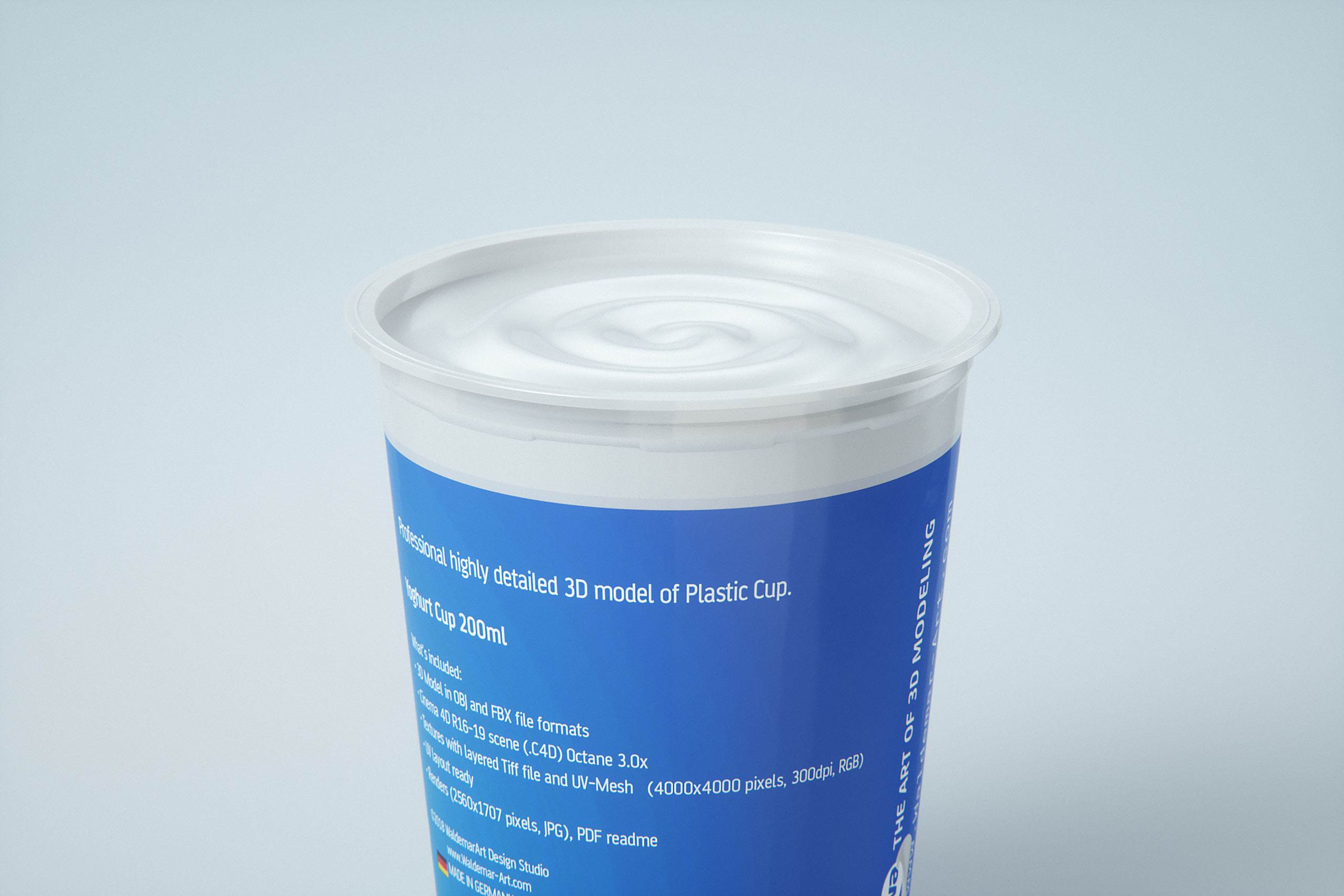 Premium Packaging 3D model of Yoghurt Plastic Cup 200ml