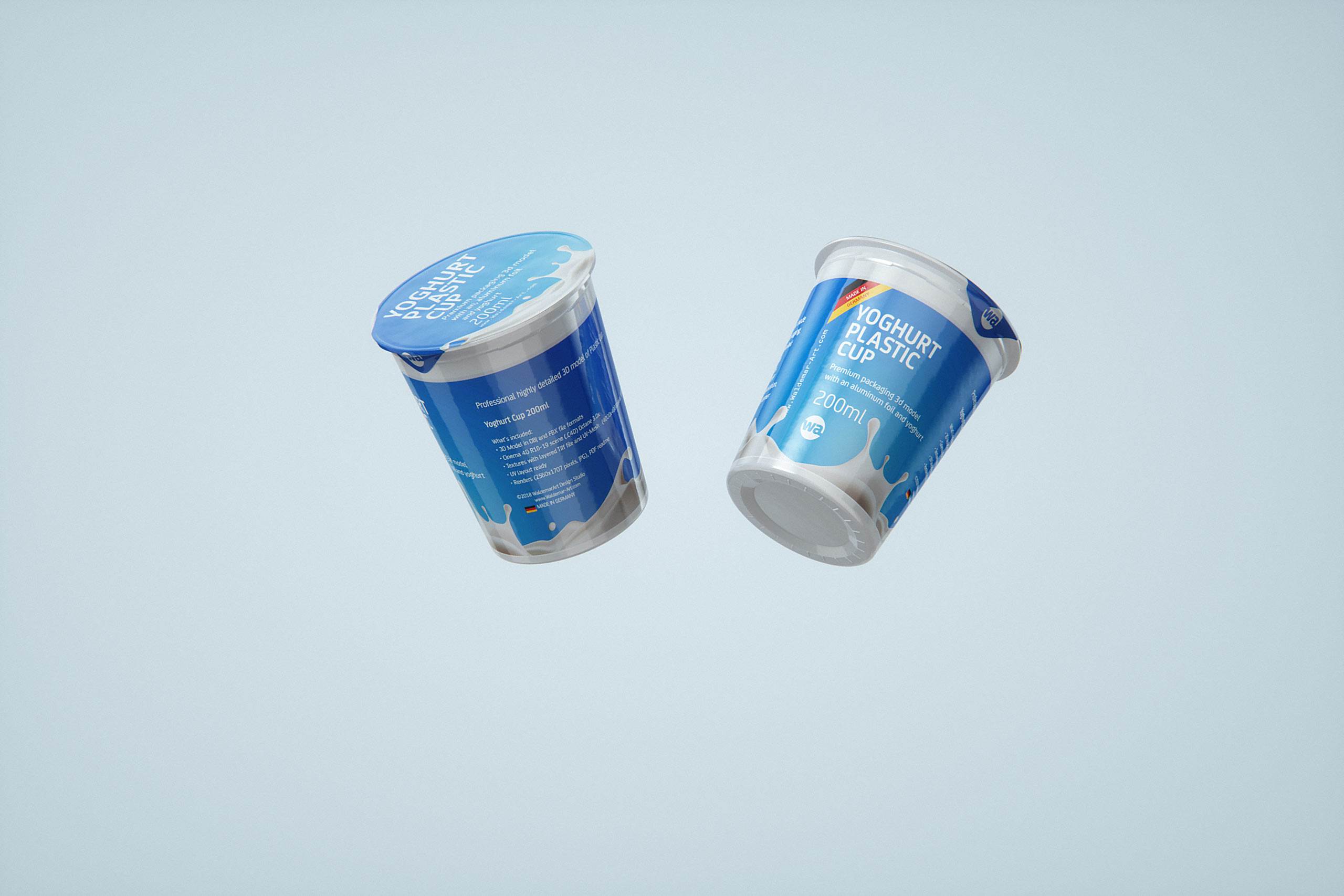 Premium Packaging 3D model of Yoghurt Plastic Cup 200ml