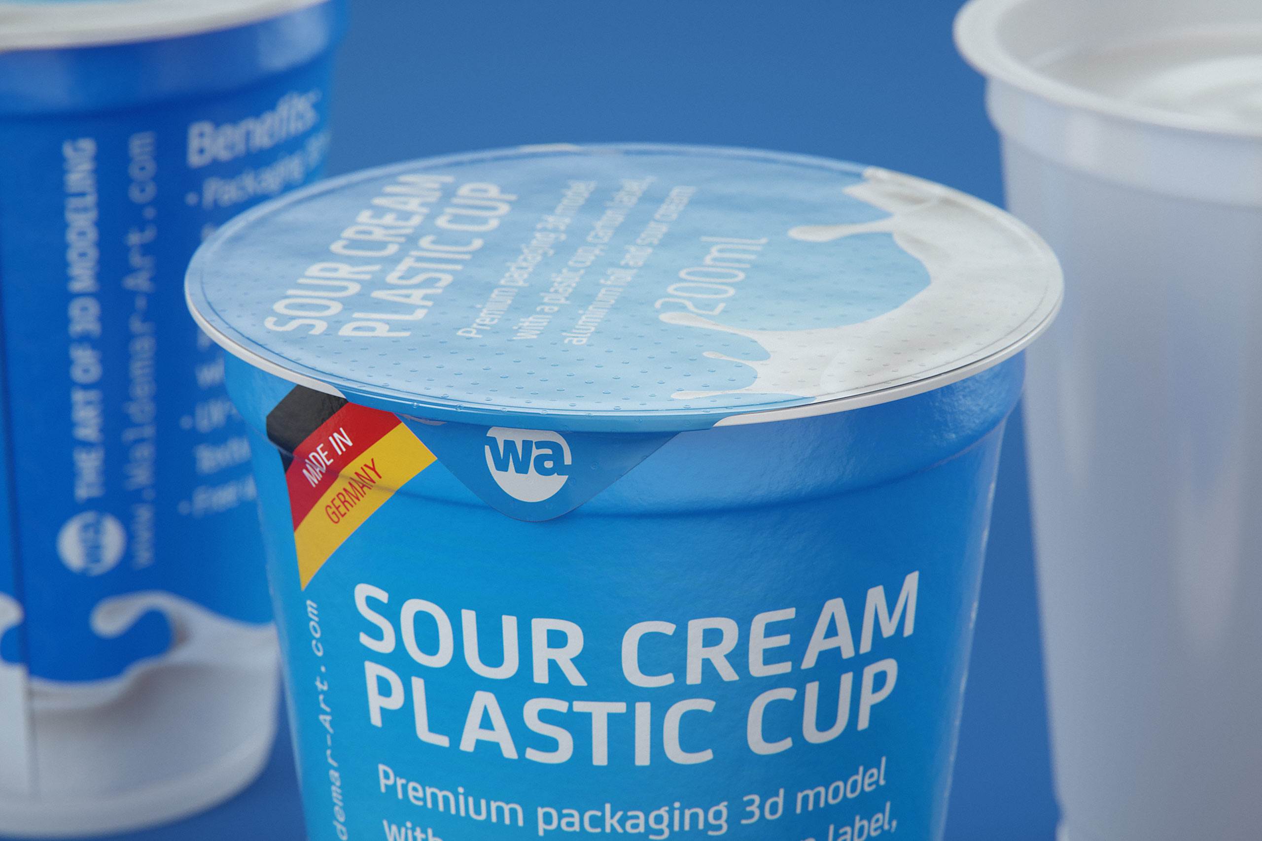 Sour cream premium packaging 3D model 200ml