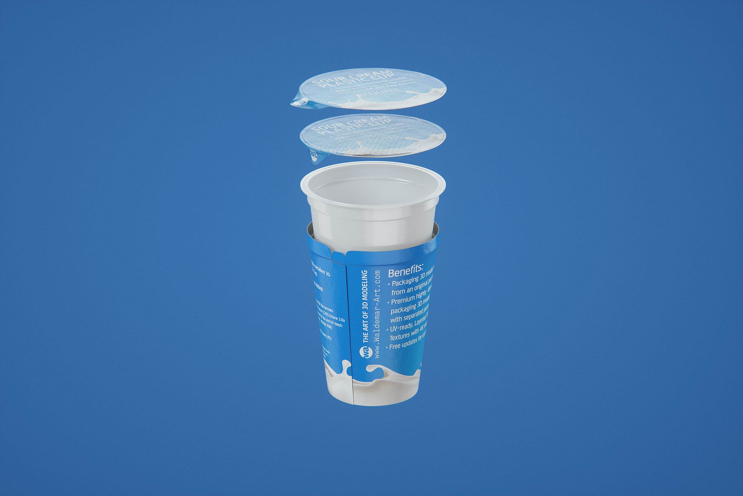Sour cream premium packaging 3D model 200ml