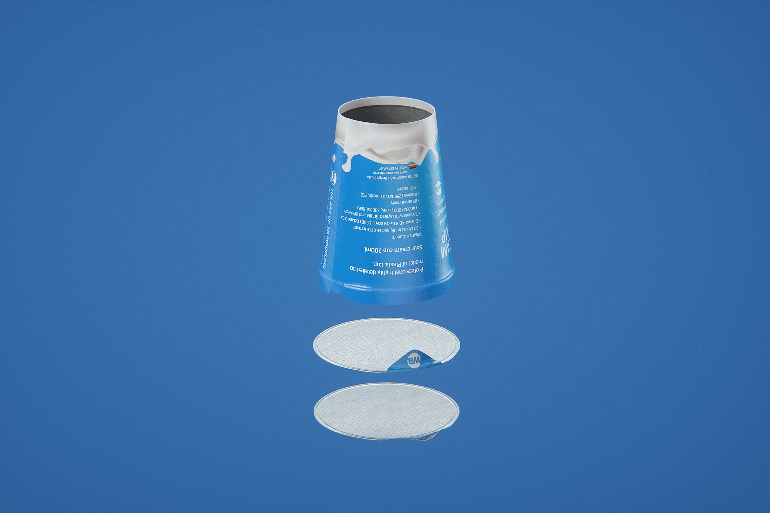 Sour cream premium packaging 3D model 200ml