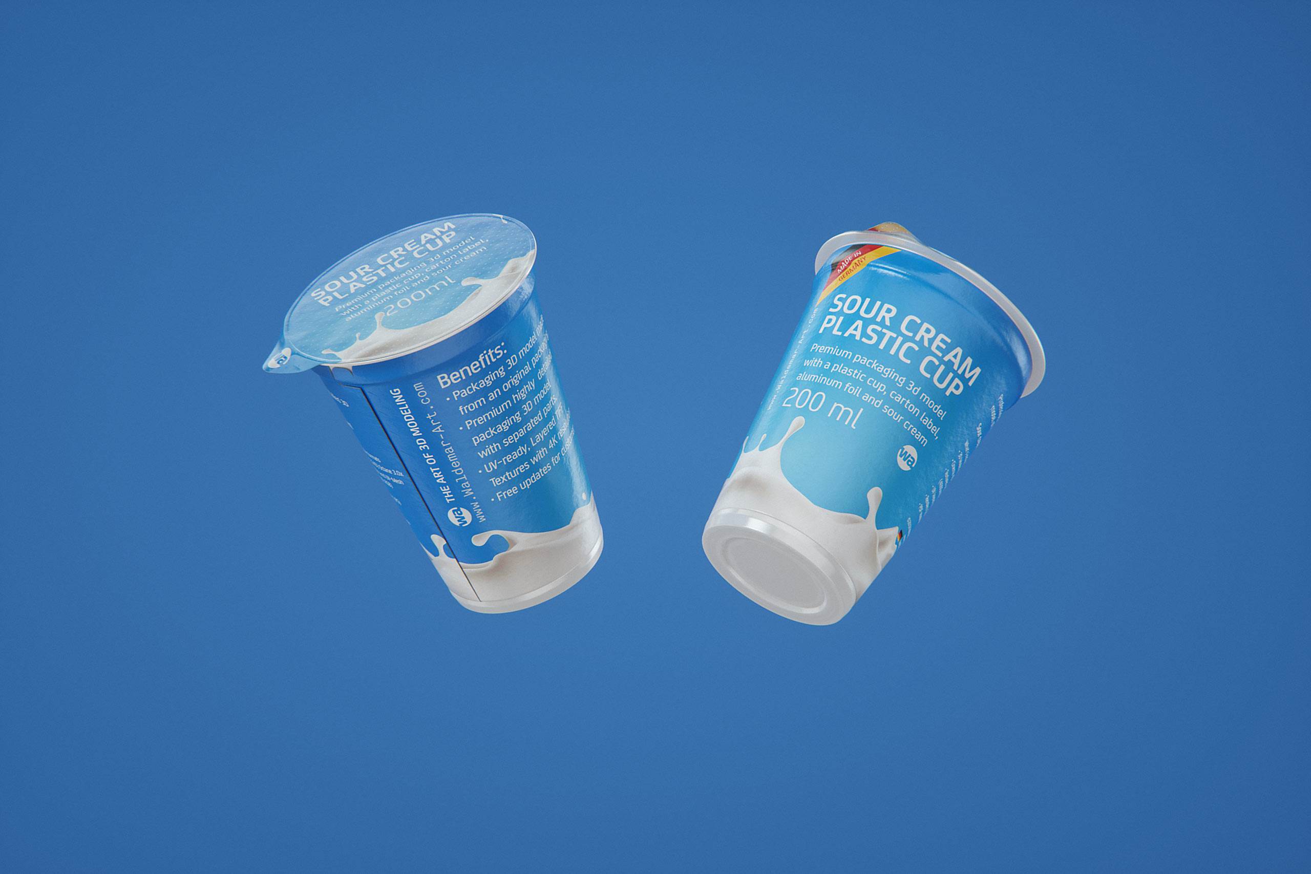 Sour cream premium packaging 3D model 200ml