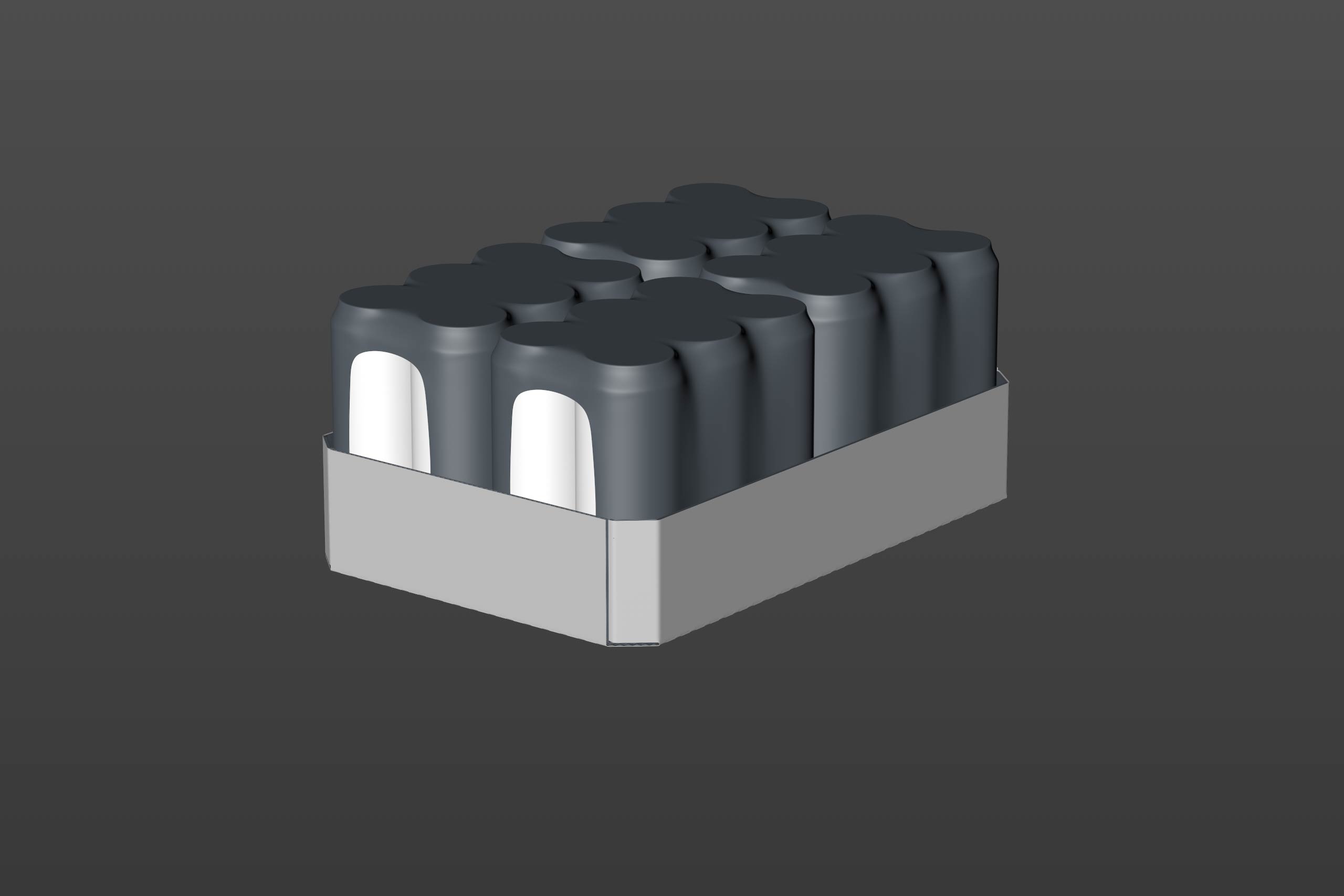 Premium Multi-pack Packaging 3D model with 4 Sets of 6x500ml Standard Cans Each, Wrapped in Shrink Film and Packed in Cardboard