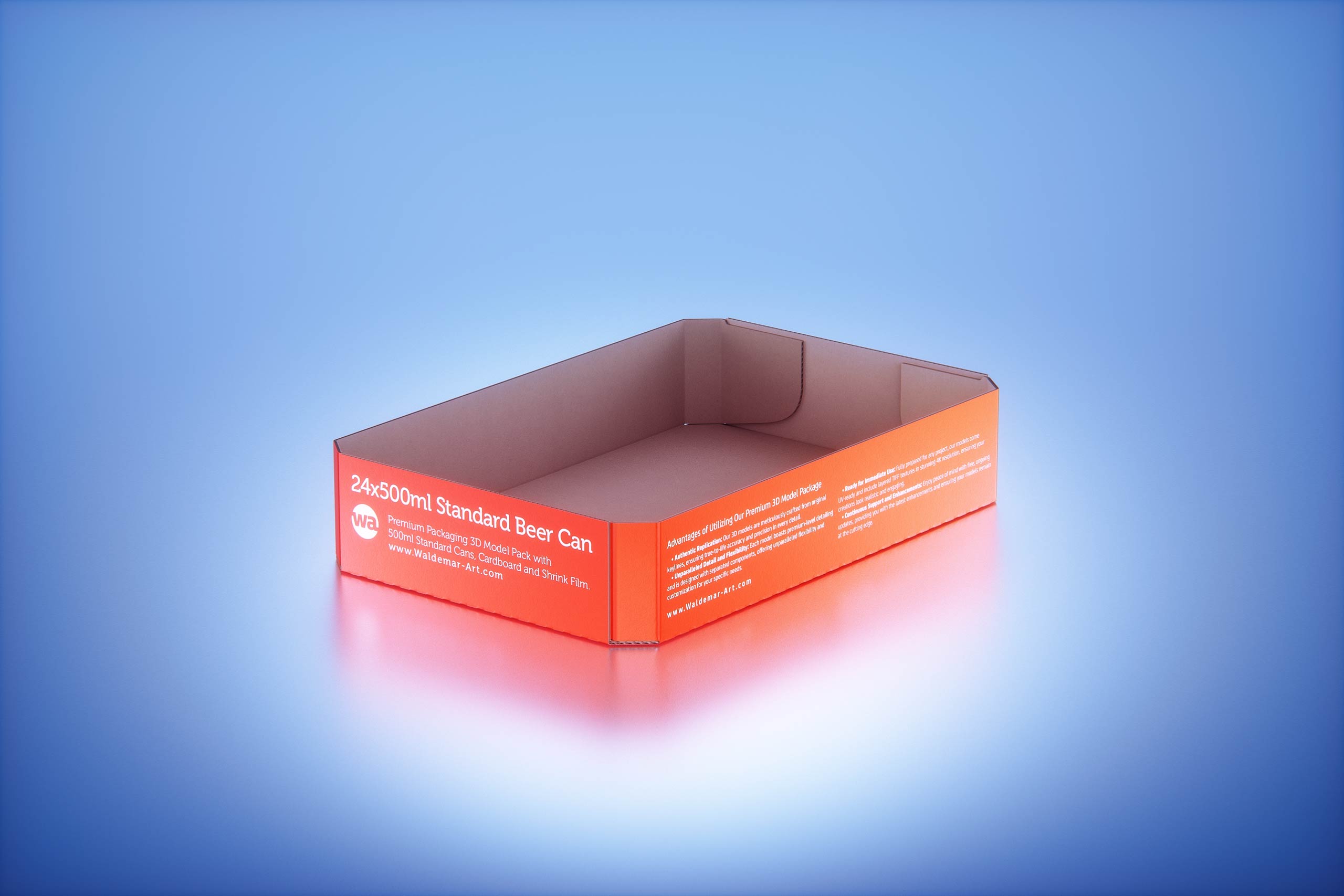 Multi-pack of 24x500ml Standard Beer/Soda Cans packed in cardboard and wrapped in shrink film premium packaging 3d model