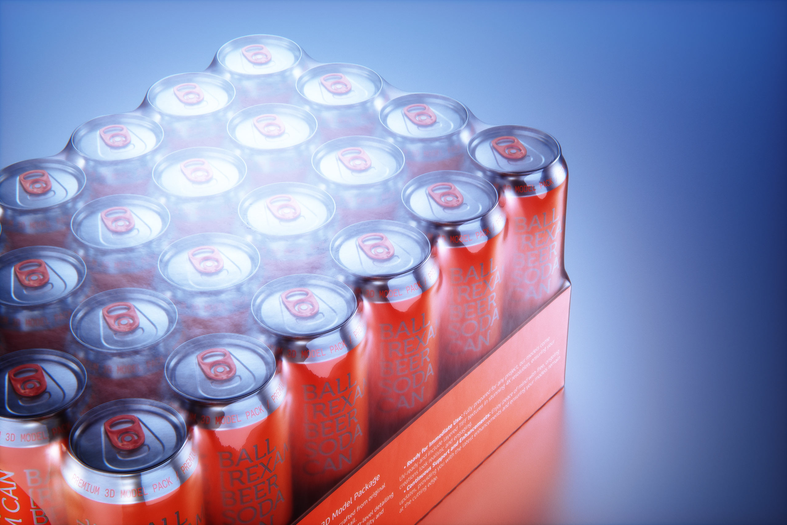 Multi-pack of 24x500ml Standard Beer/Soda Cans packed in cardboard and wrapped in shrink film premium packaging 3d model