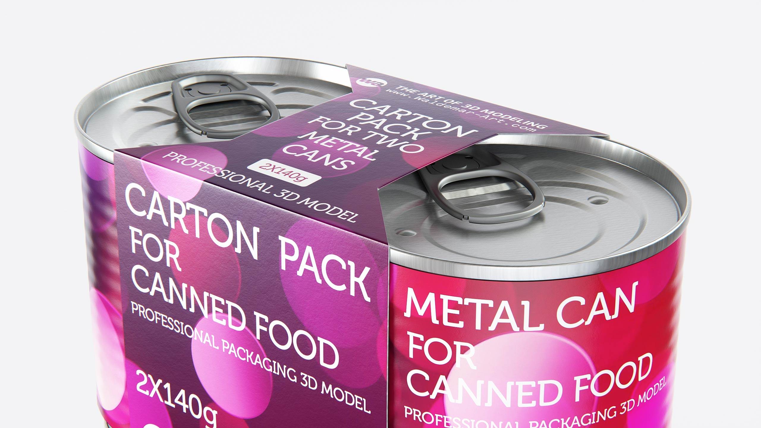2x140g Metal Can for Canned Food Carton Pack 3D model