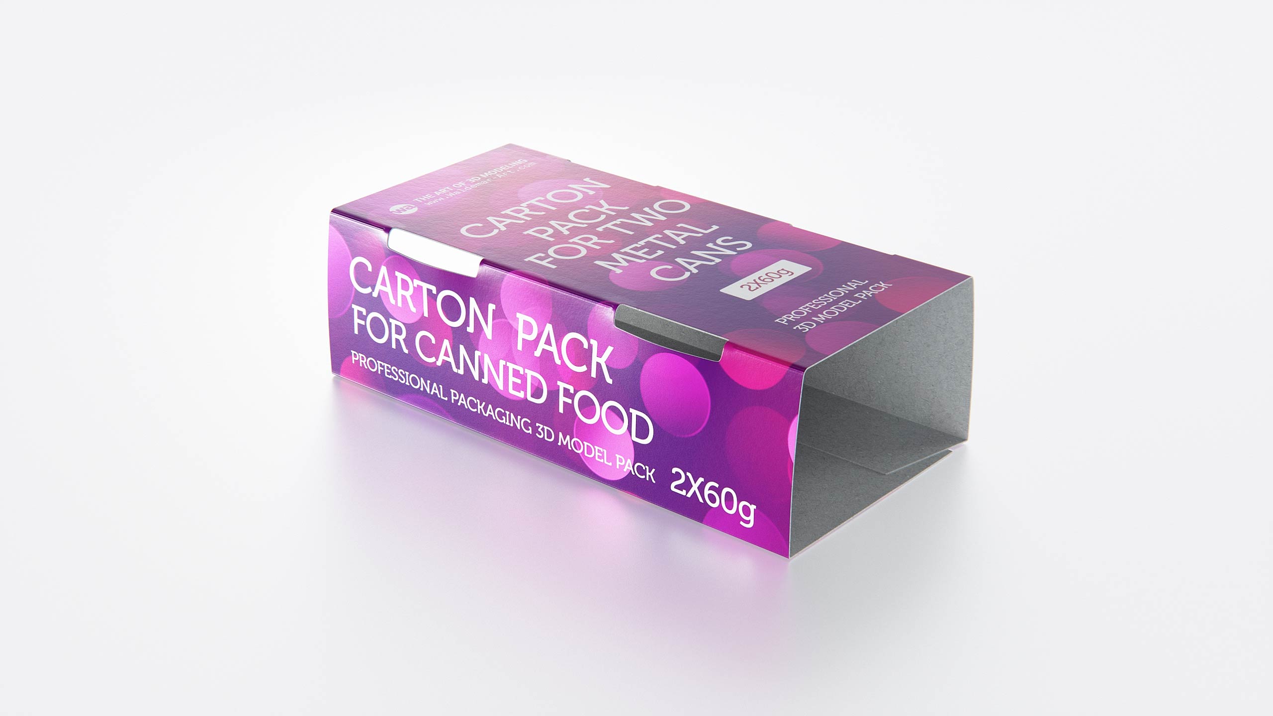 2x60g Metal Can for Canned Food Carton Pack 3D model