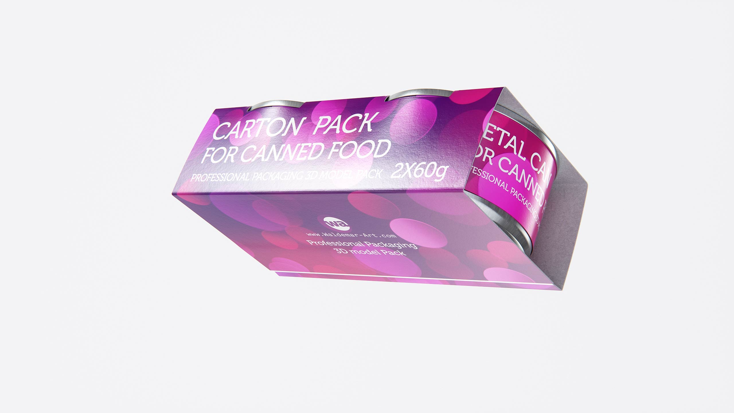 2x60g Metal Can for Canned Food Carton Pack 3D model