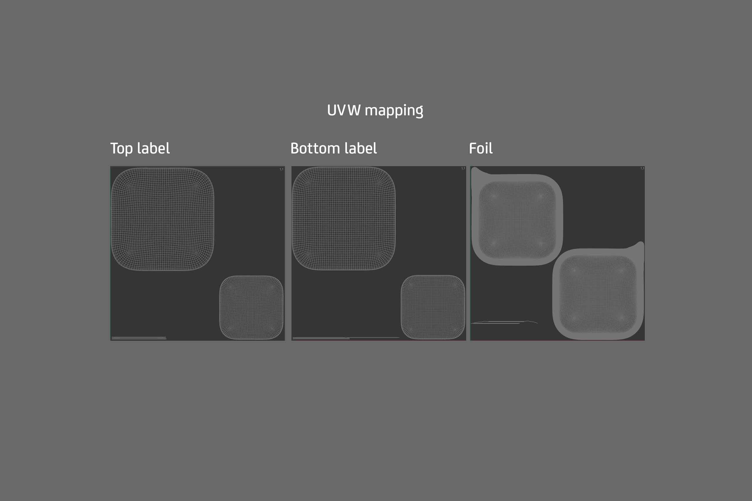 Premium packaging 3D model of a 300g aluminum tray of pet food