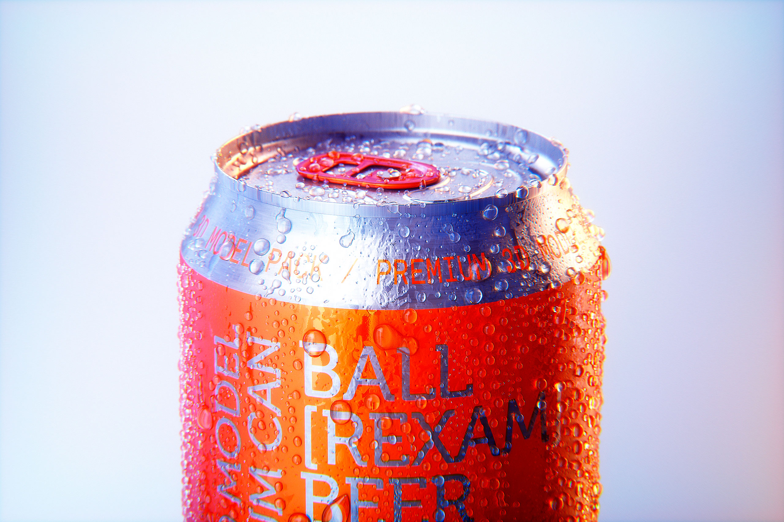 BALL (REXAM) Metal Standard Beer/Soda Can 330ml packaging 3D model with water condensation and frost