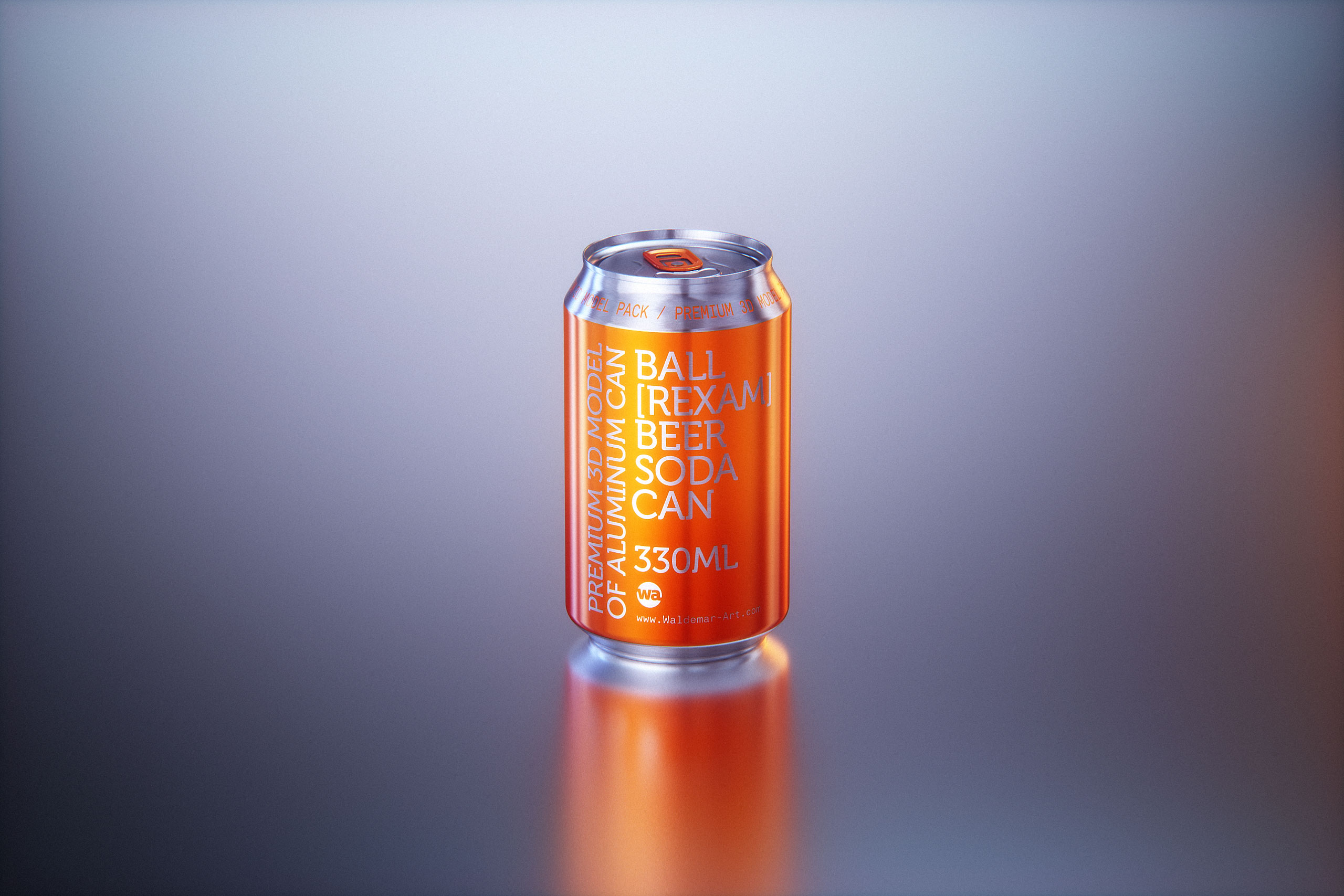 BALL (REXAM) Metal Standard Beer/Soda Can 330ml packaging 3D model with water condensation and frost
