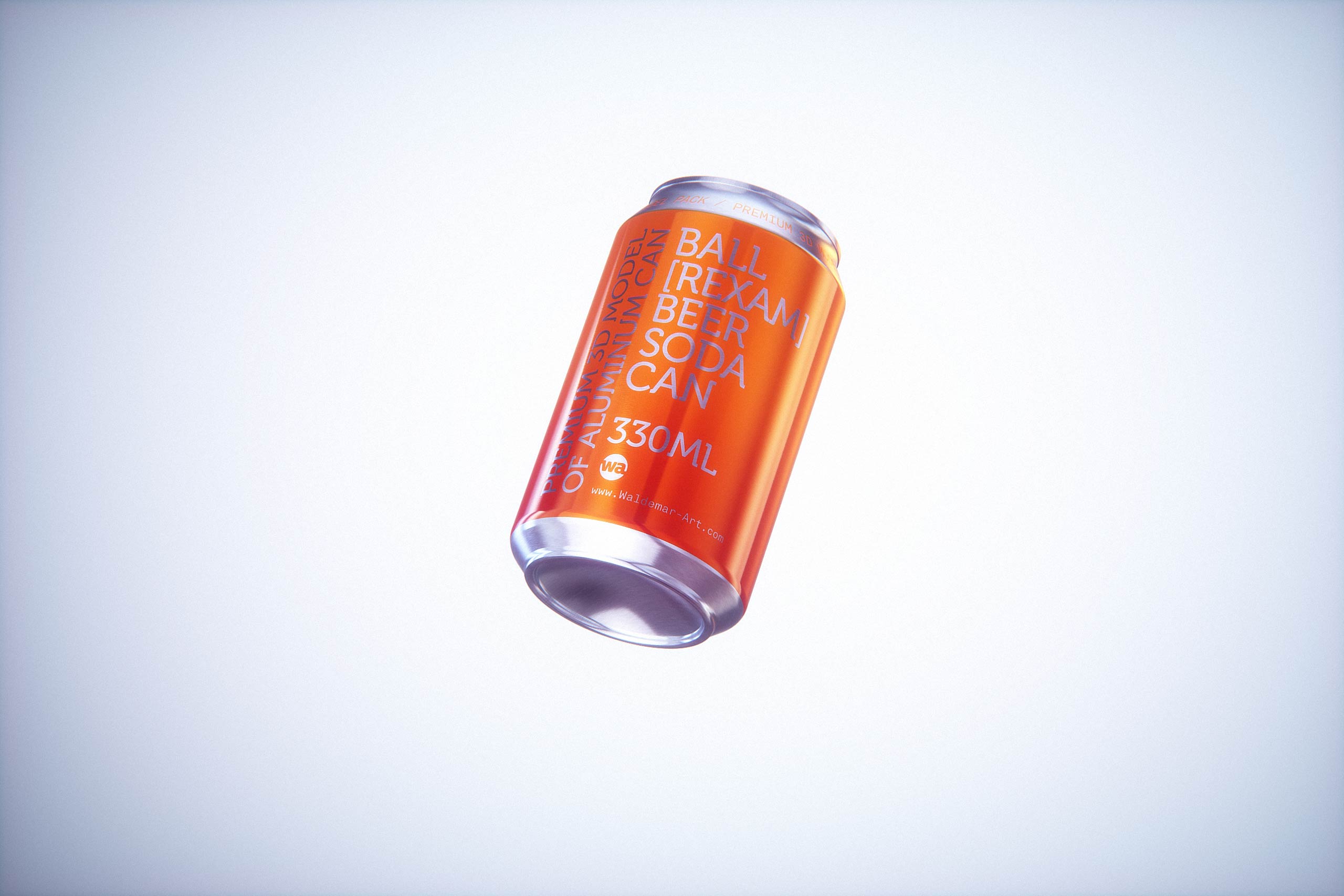 BALL (REXAM) Metal Standard Beer/Soda Can 330ml packaging 3D model with water condensation and frost