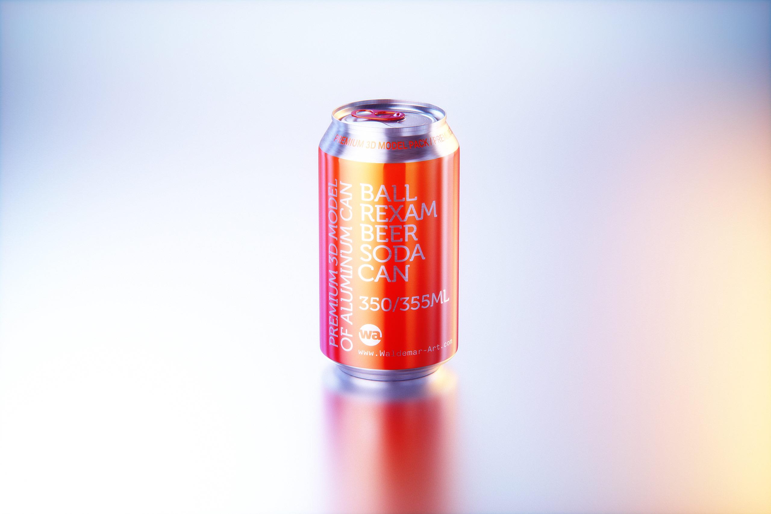 BALL (REXAM) Metal Standard Aluminum Beer/Soda Can 350/355ml packaging 3D model with water condensation and frost