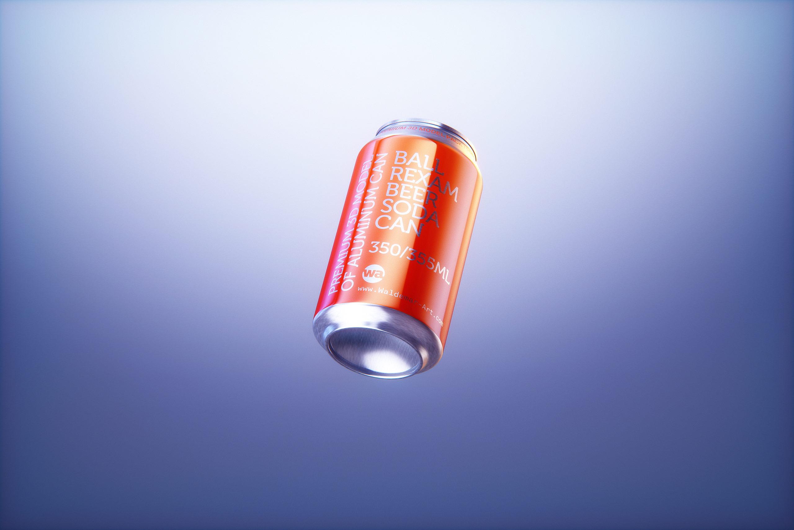 BALL (REXAM) Metal Standard Aluminum Beer/Soda Can 350/355ml packaging 3D model with water condensation and frost