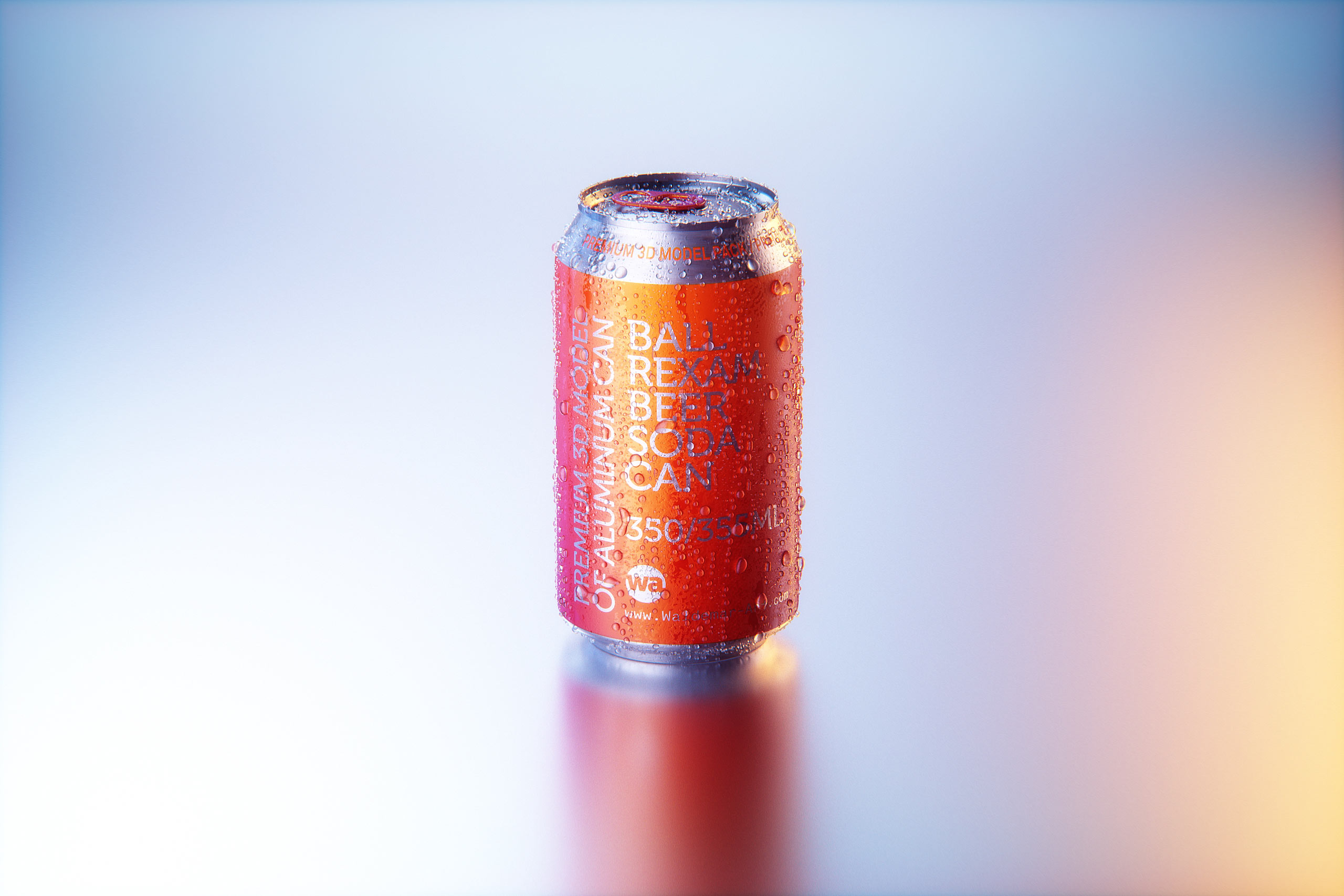 BALL (REXAM) Metal Standard Aluminum Beer/Soda Can 350/355ml packaging 3D model with water condensation and frost