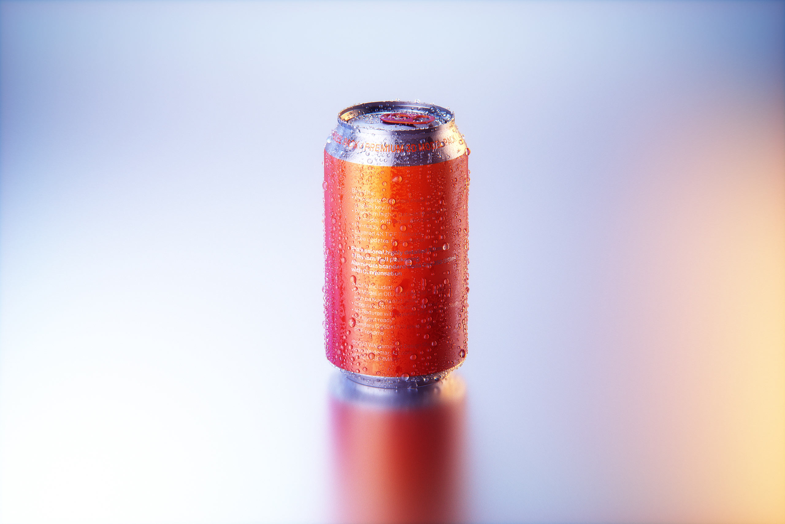 BALL (REXAM) Metal Standard Aluminum Beer/Soda Can 350/355ml packaging 3D model with water condensation and frost