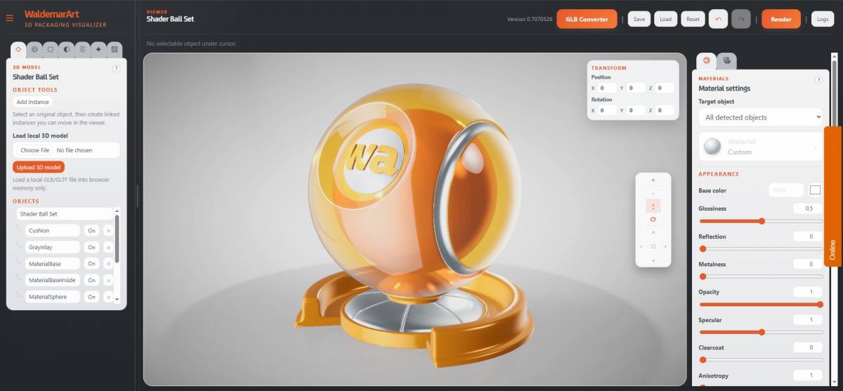 WA 3D Packaging Visualizer Main Screen Preview