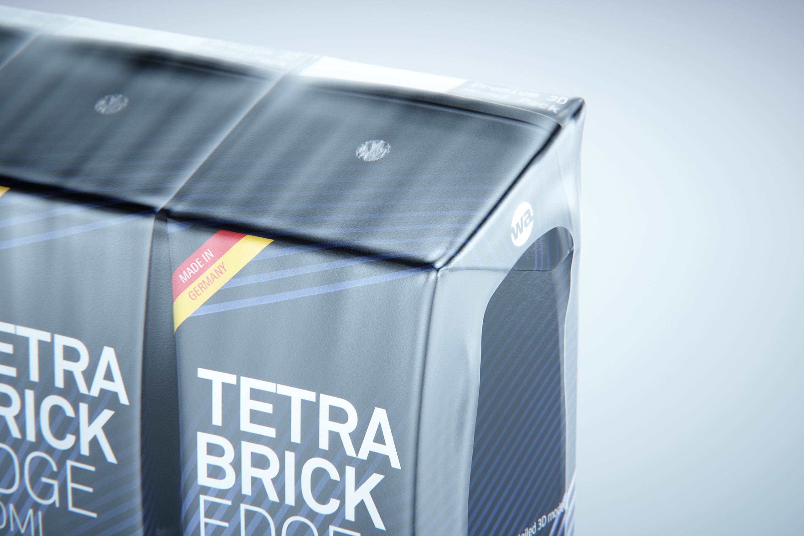Premium 3D Model of 3x200ml Tetra Brik Edge Cartons in Shrink Film Wrap