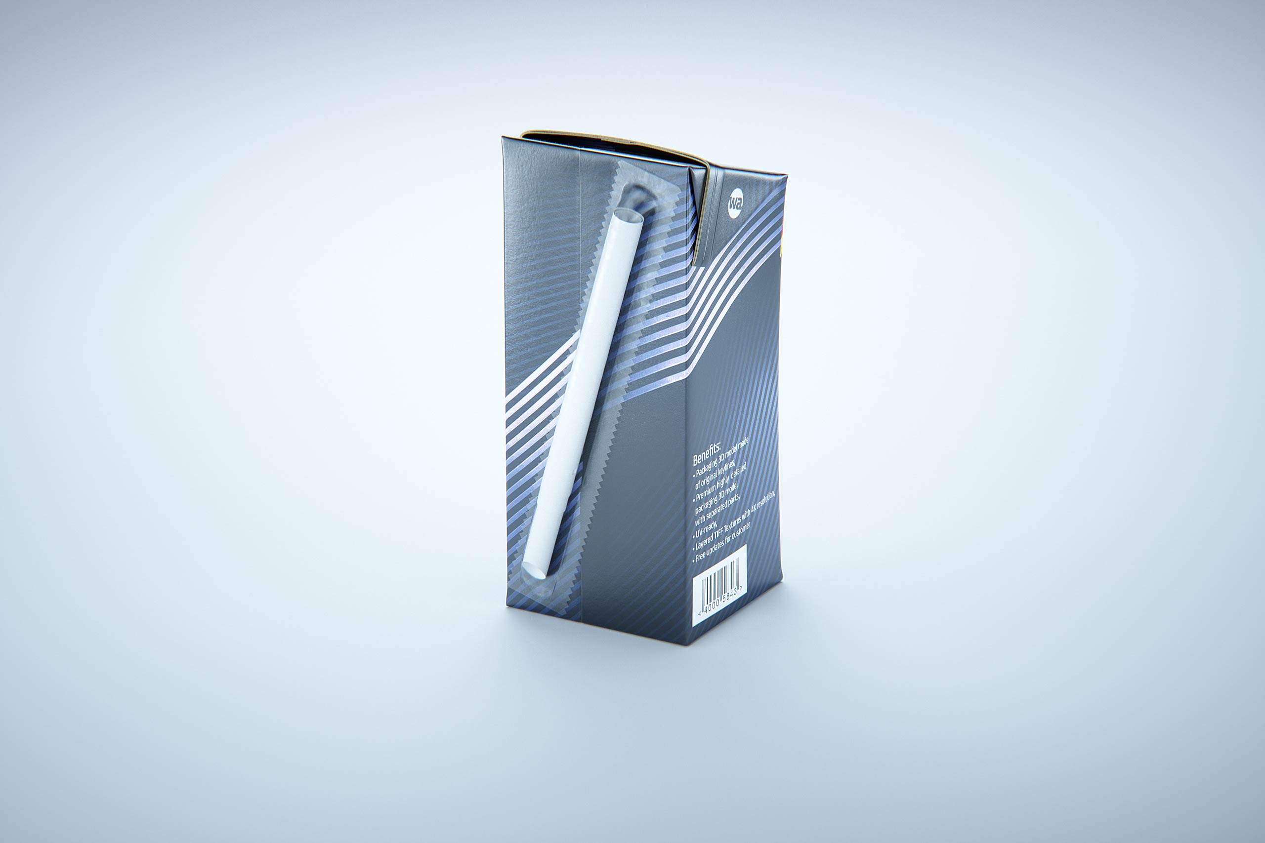 Premium 3D Model of 3x200ml Tetra Brik Edge Cartons in Shrink Film Wrap
