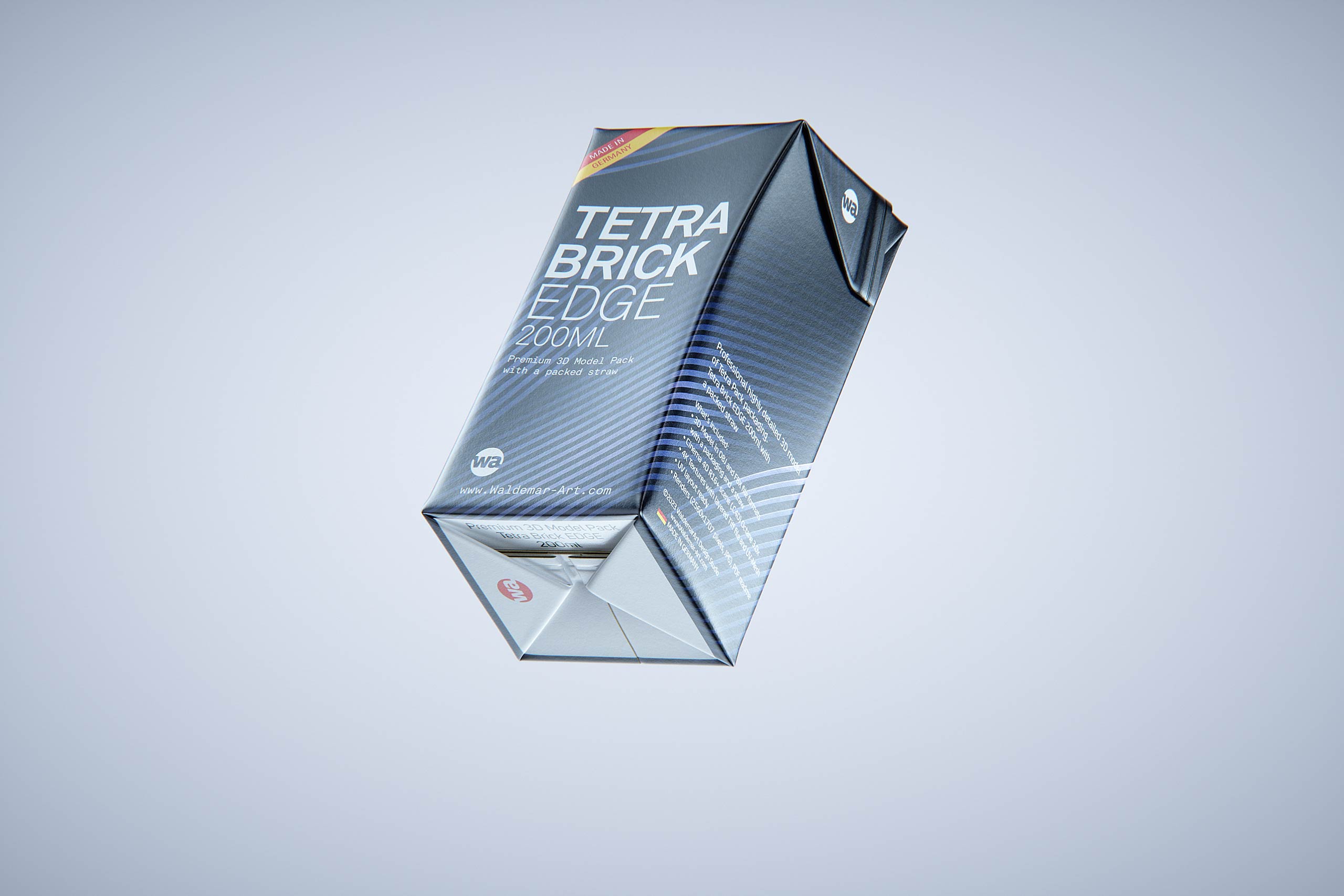 Premium 3D Model of 3x200ml Tetra Brik Edge Cartons in Shrink Film Wrap