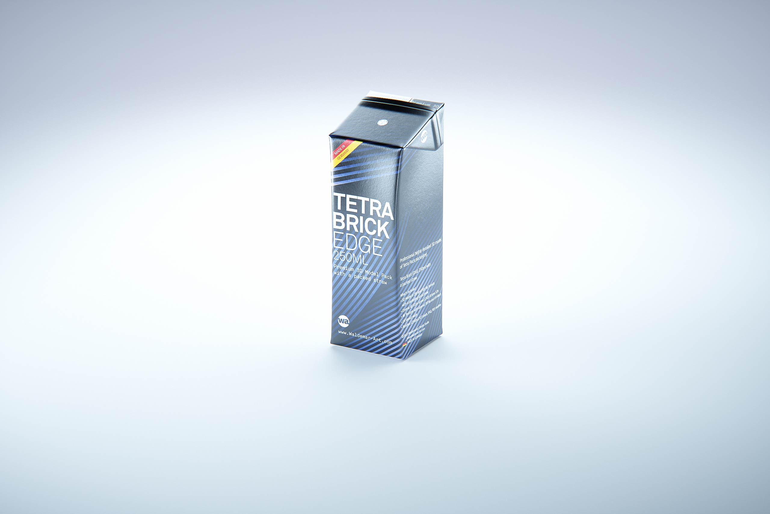 Premium 3D Model of 3x250ml Tetra Brik Edge Cartons in Shrink Film Wrap