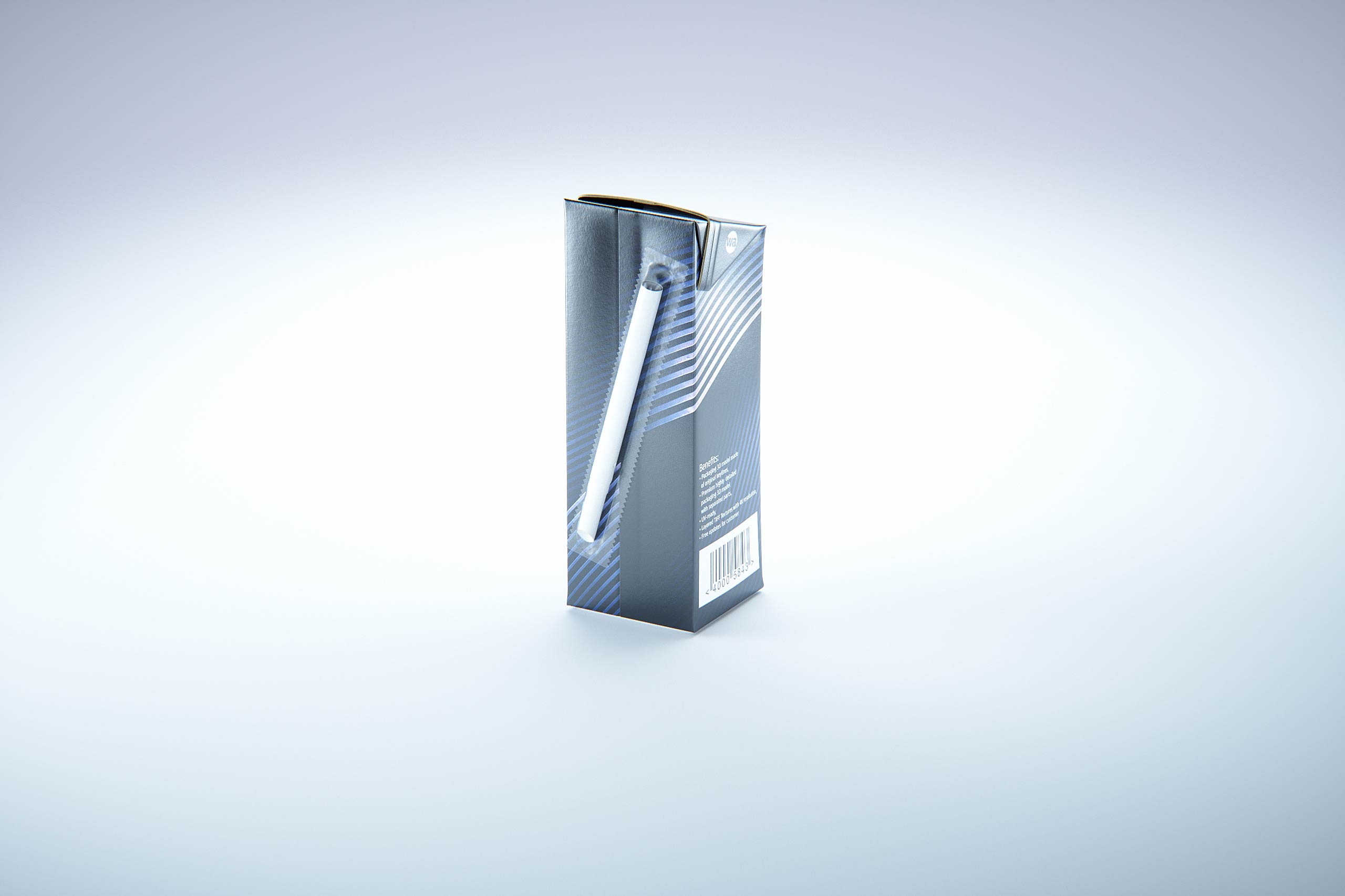 Premium 3D Model of 3x250ml Tetra Brik Edge Cartons in Shrink Film Wrap