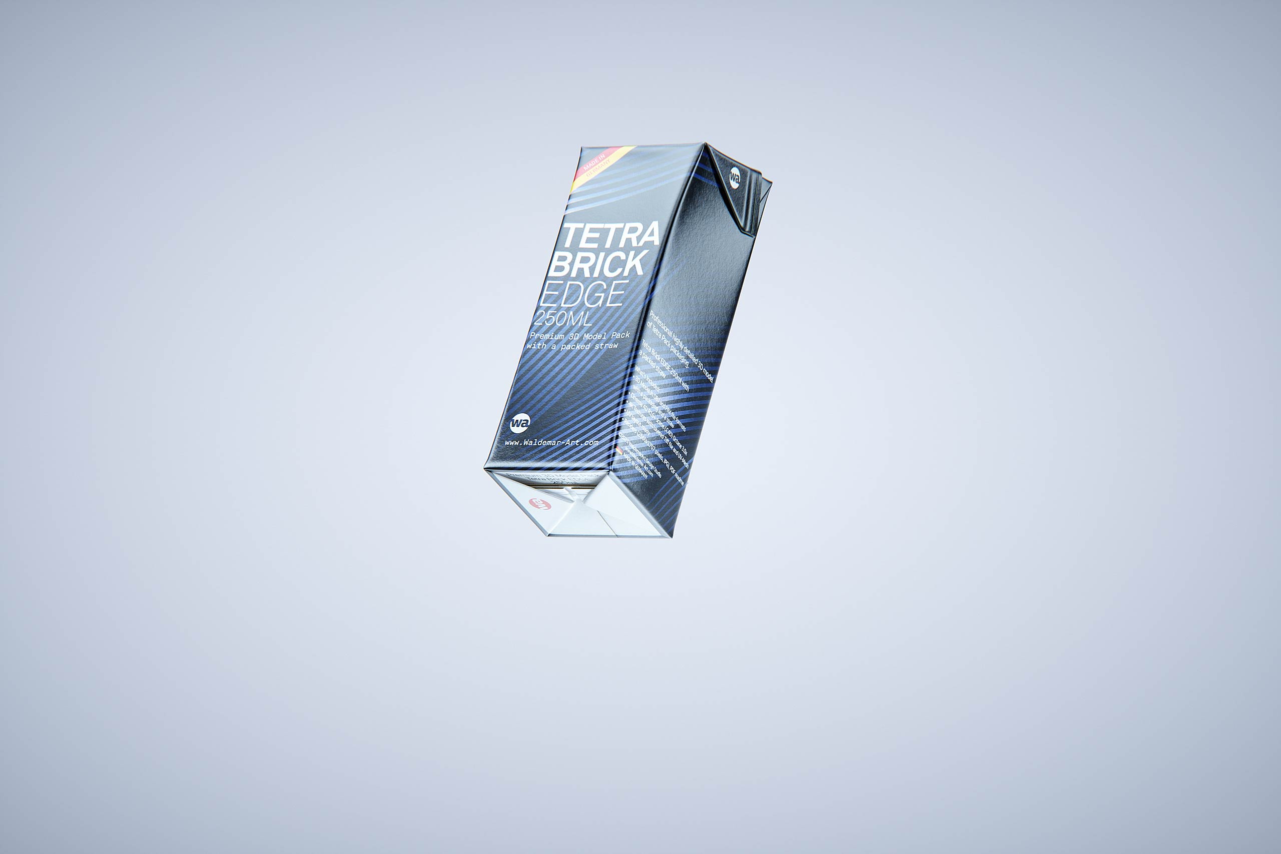 Premium 3D Model of 3x250ml Tetra Brik Edge Cartons in Shrink Film Wrap