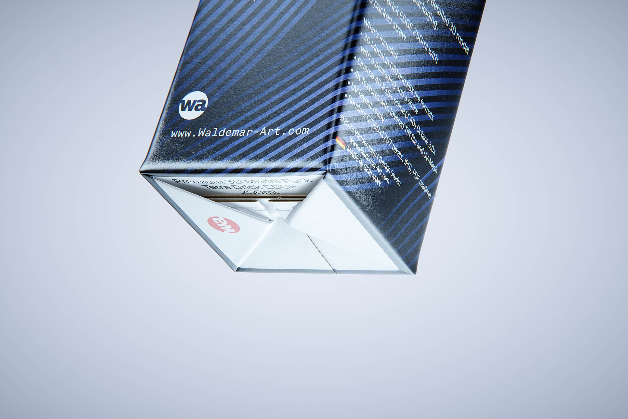 Premium 3D Model of 3x250ml Tetra Brik Edge Cartons in Shrink Film Wrap