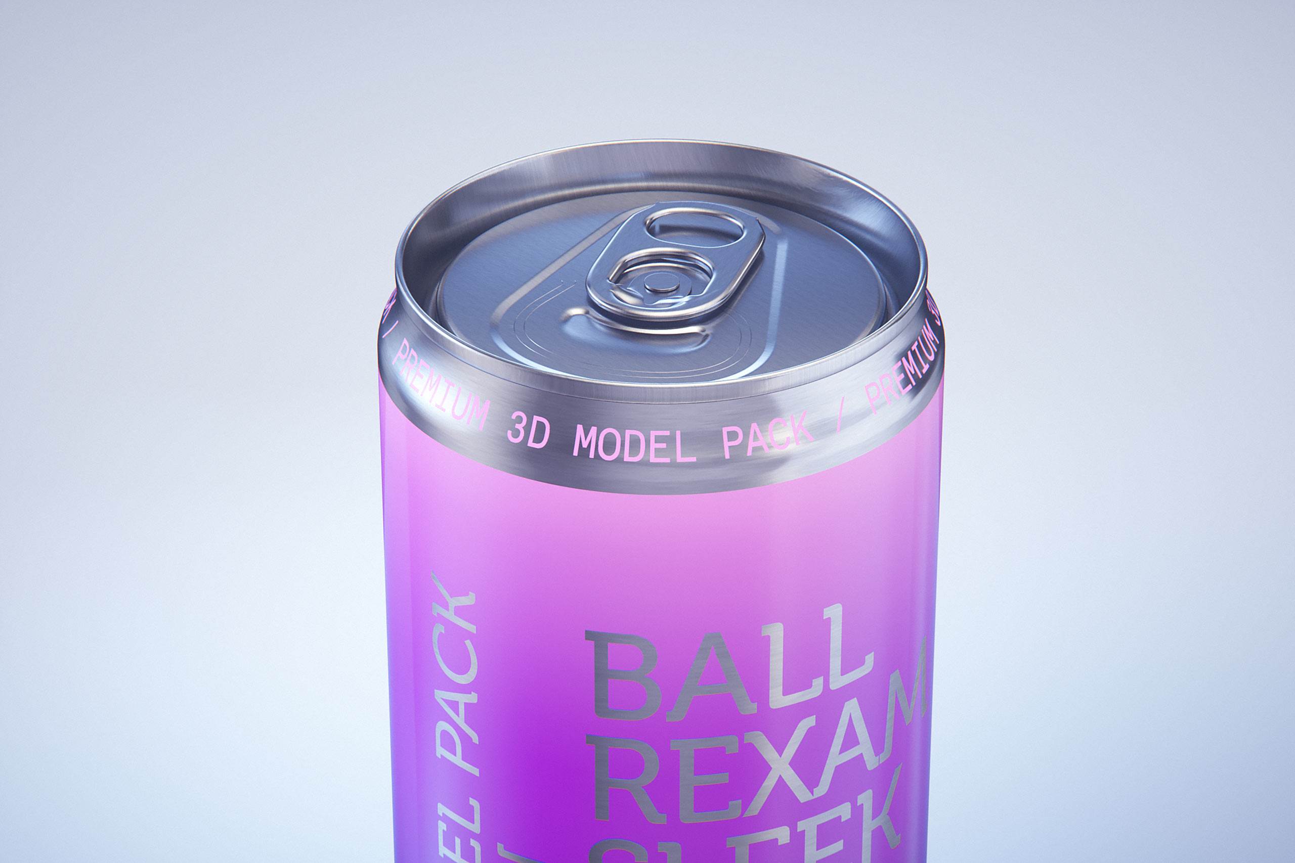 Premium packaging 3D Model of 4x350ml/355ml Sleek Soda Cans in Shrink Film Wrap