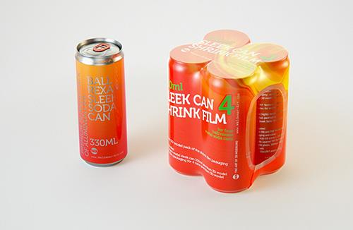Multipack of 4×330ml sleek soda cans in shrink wrap