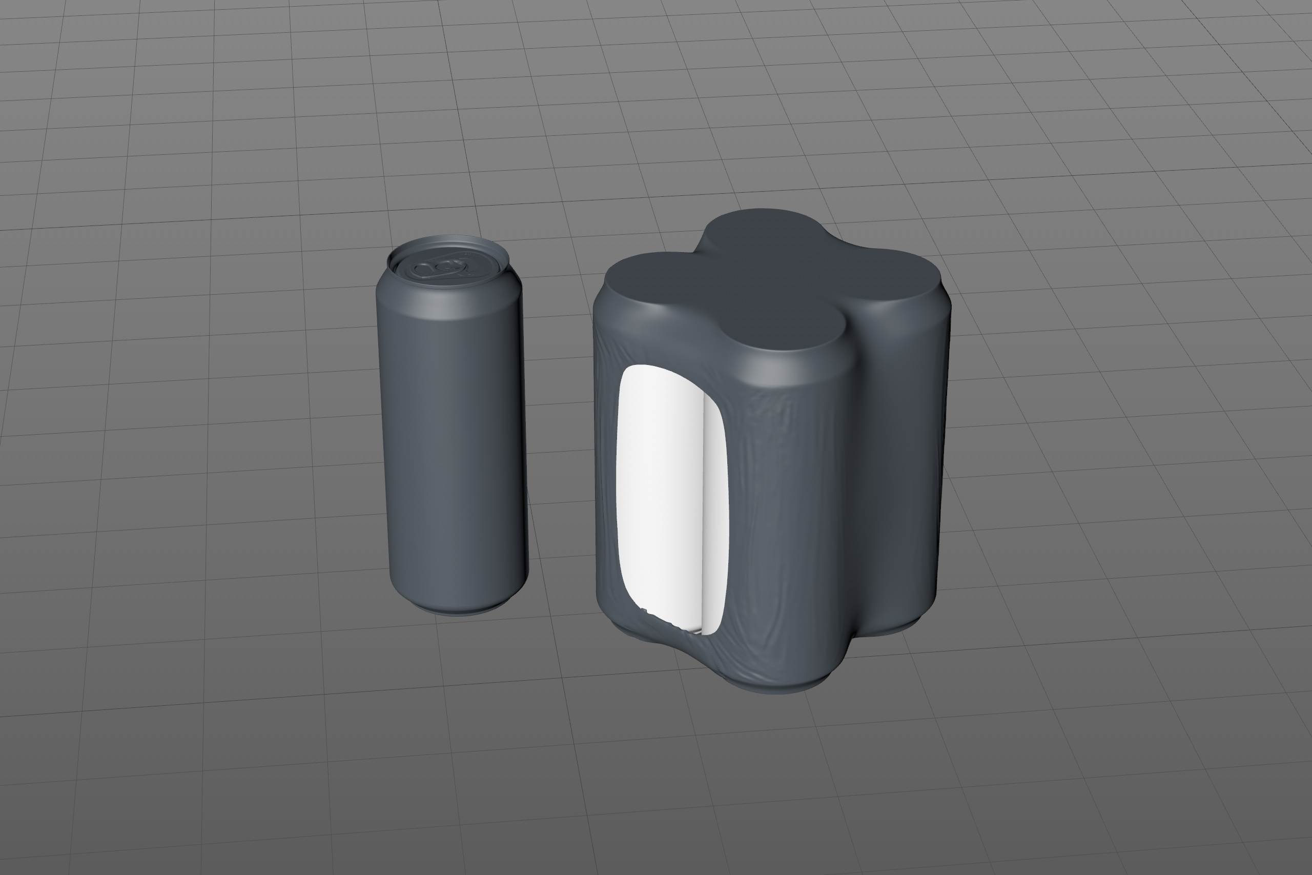 Premium packaging 3D Model of 4x500ml Standard Beer/Soda Cans in Shrink Film Wrap