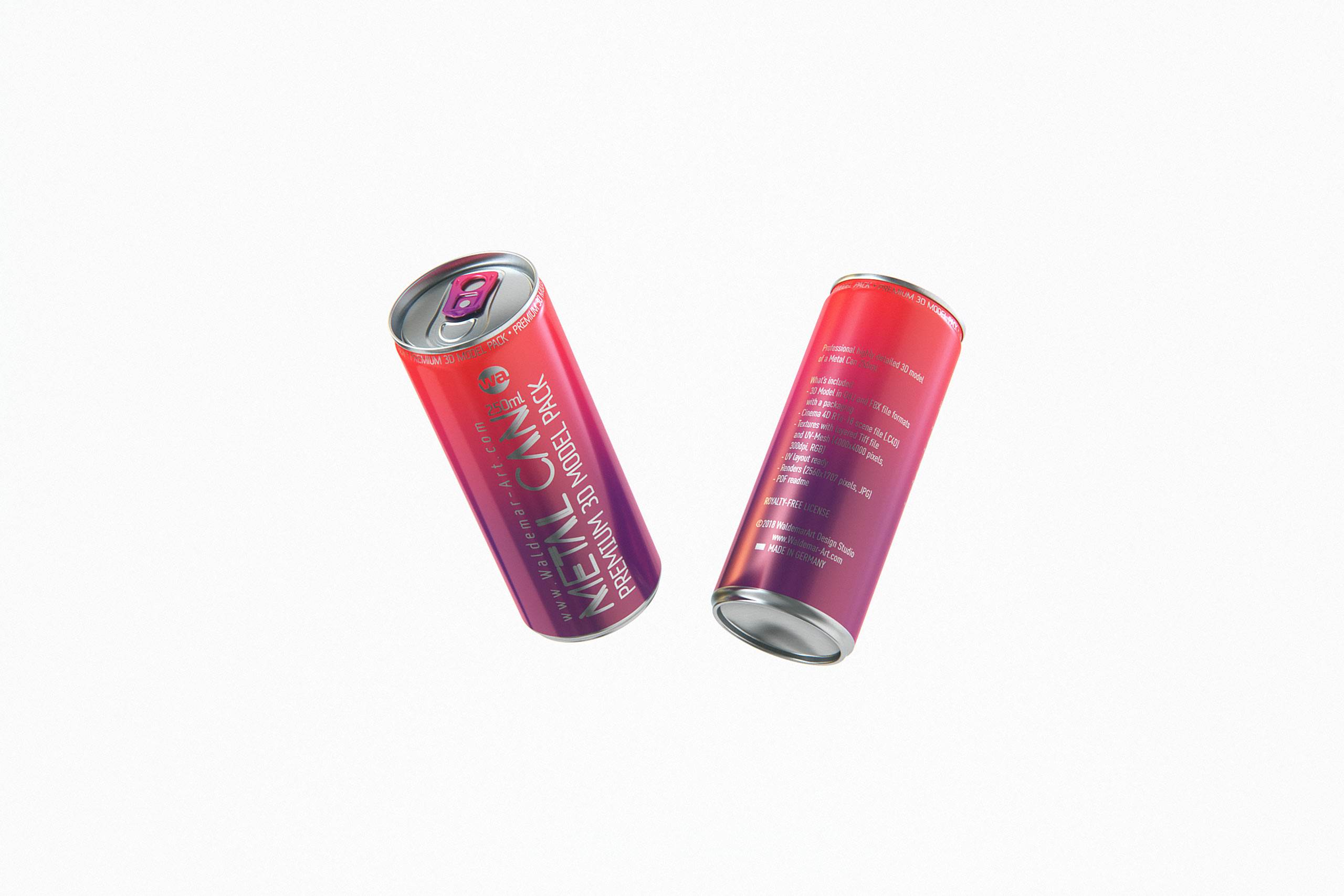 Premium 3D Model of 4x250ml Slim Soda Cans in Shrink Film Wrap